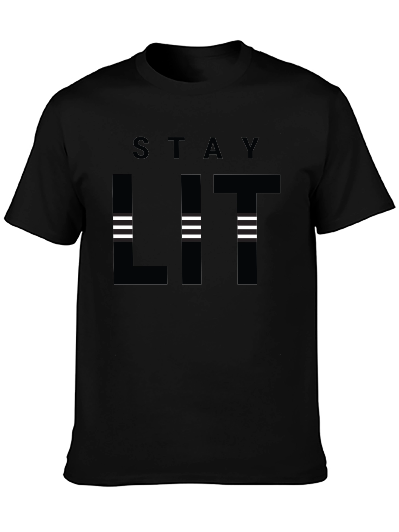 Black Stay Lit Black Graphic T-Shirt - Trendy Casual Wear view 3