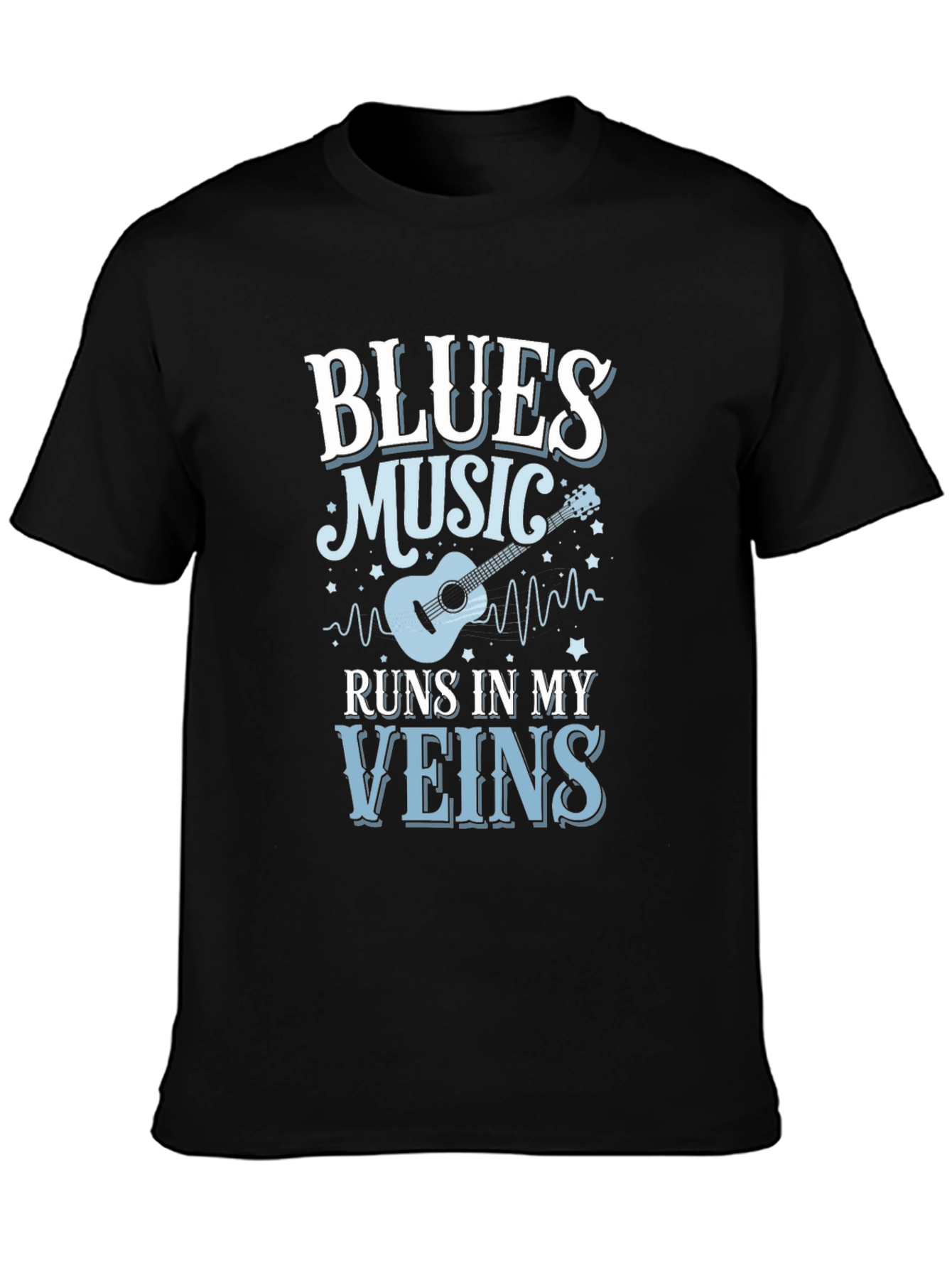 Black Blues Music Runs In My Veins T-Shirt view 3