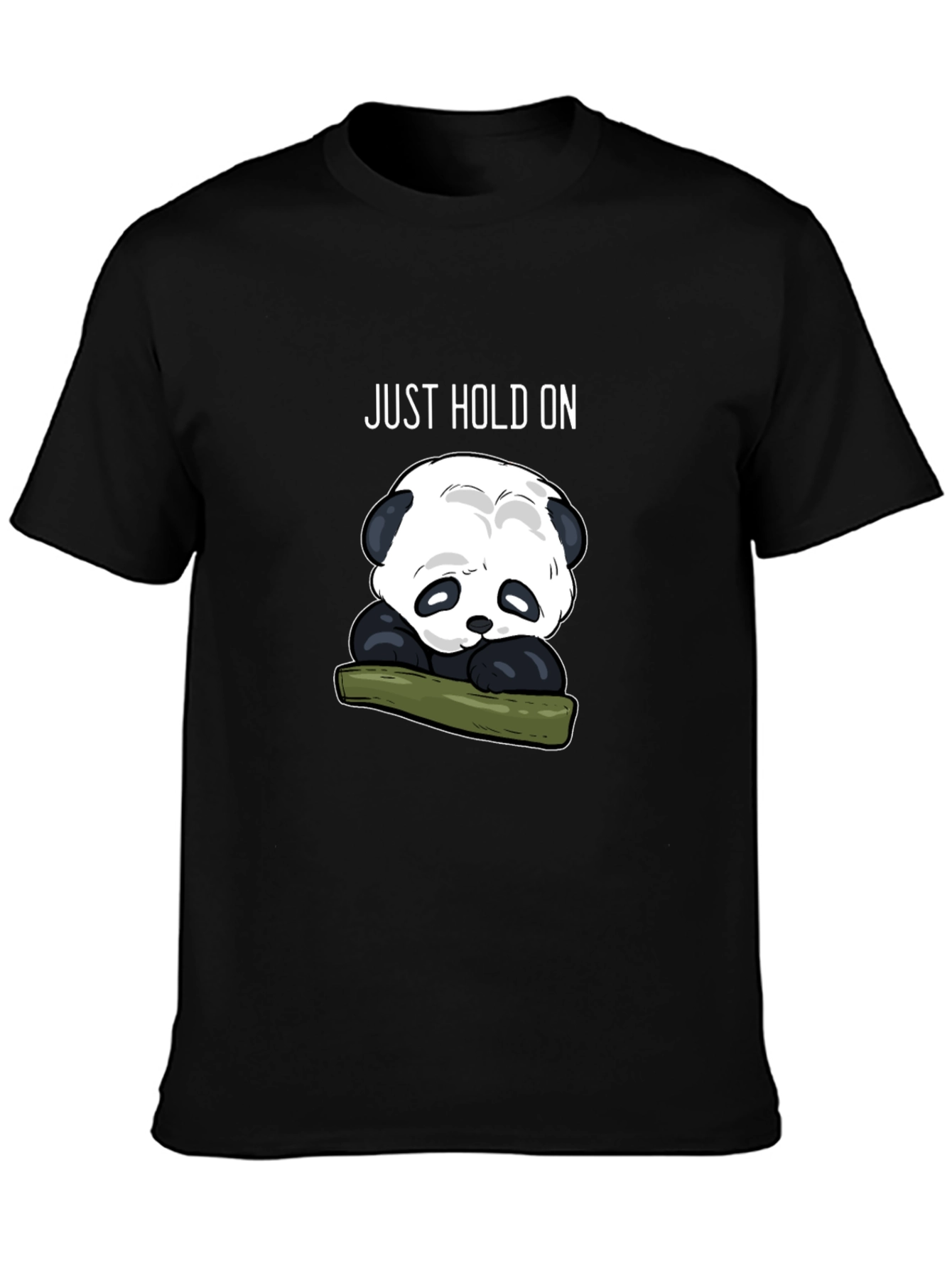 Black Just Hold On Panda Graphic Tee - Black view 3