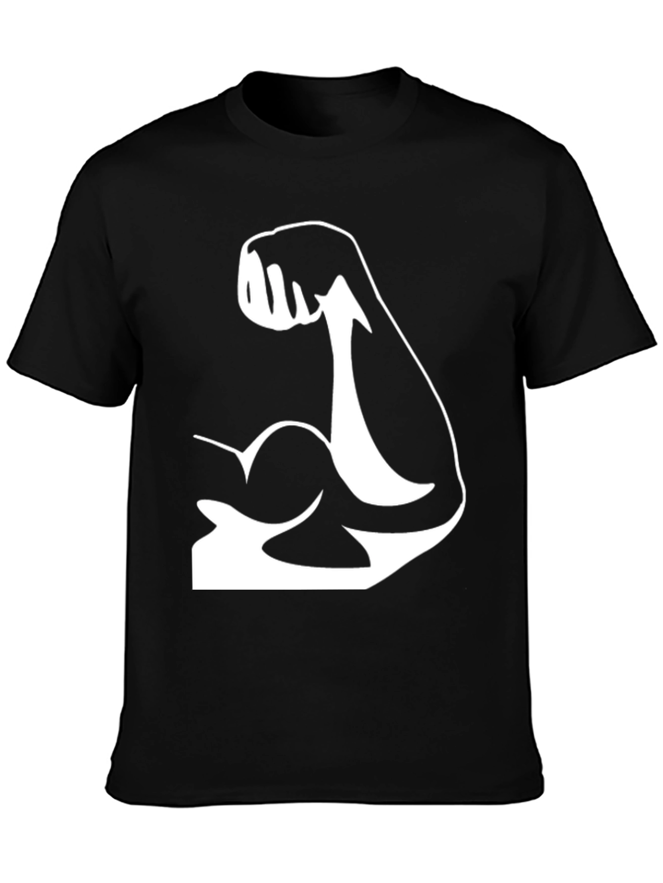 Black Black T-Shirt with White Muscle Arm Graphic view 3