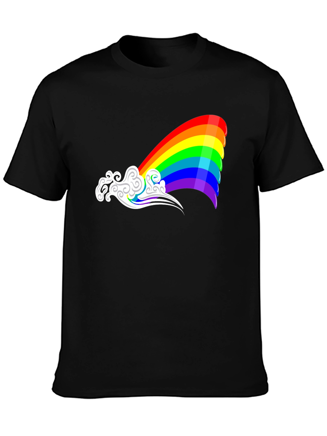 Black Rainbow Cloud Graphic Tee - Black Casual Shirt view 3