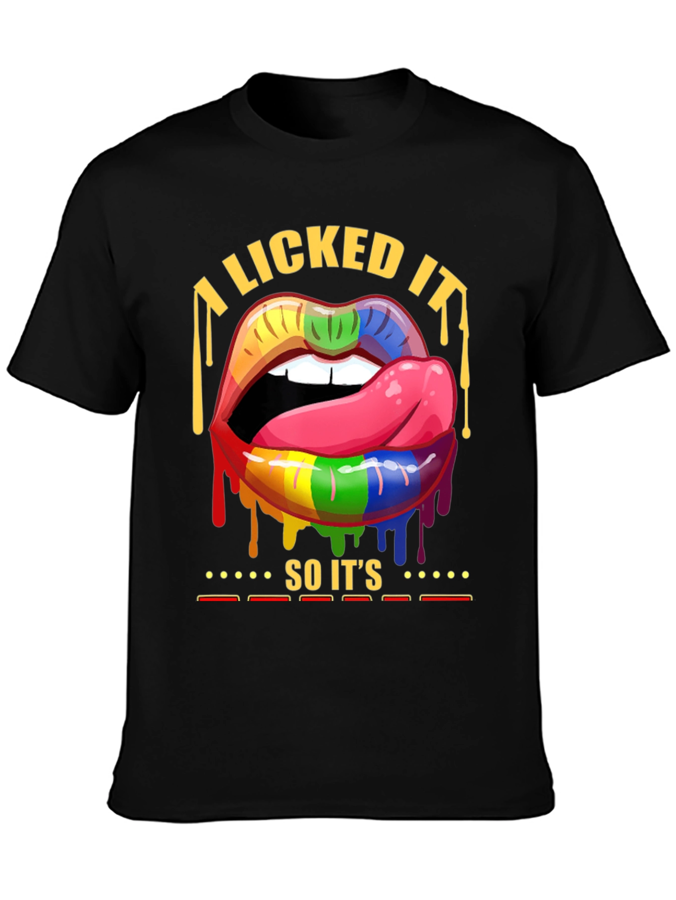 Black Rainbow Lips Pride T-Shirt view 3