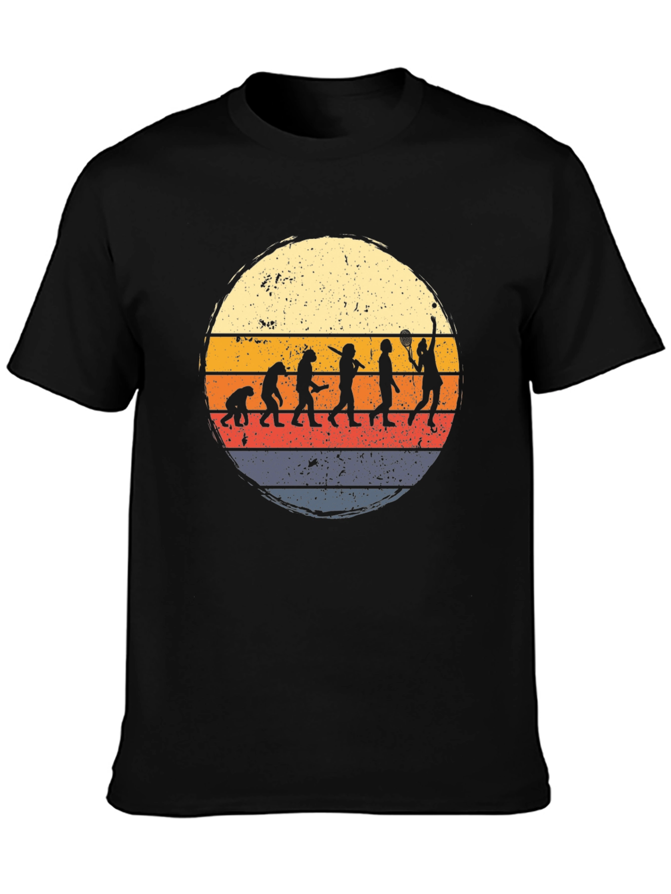 Black Tennis Evolution Graphic T-Shirt - Vintage Style view 3