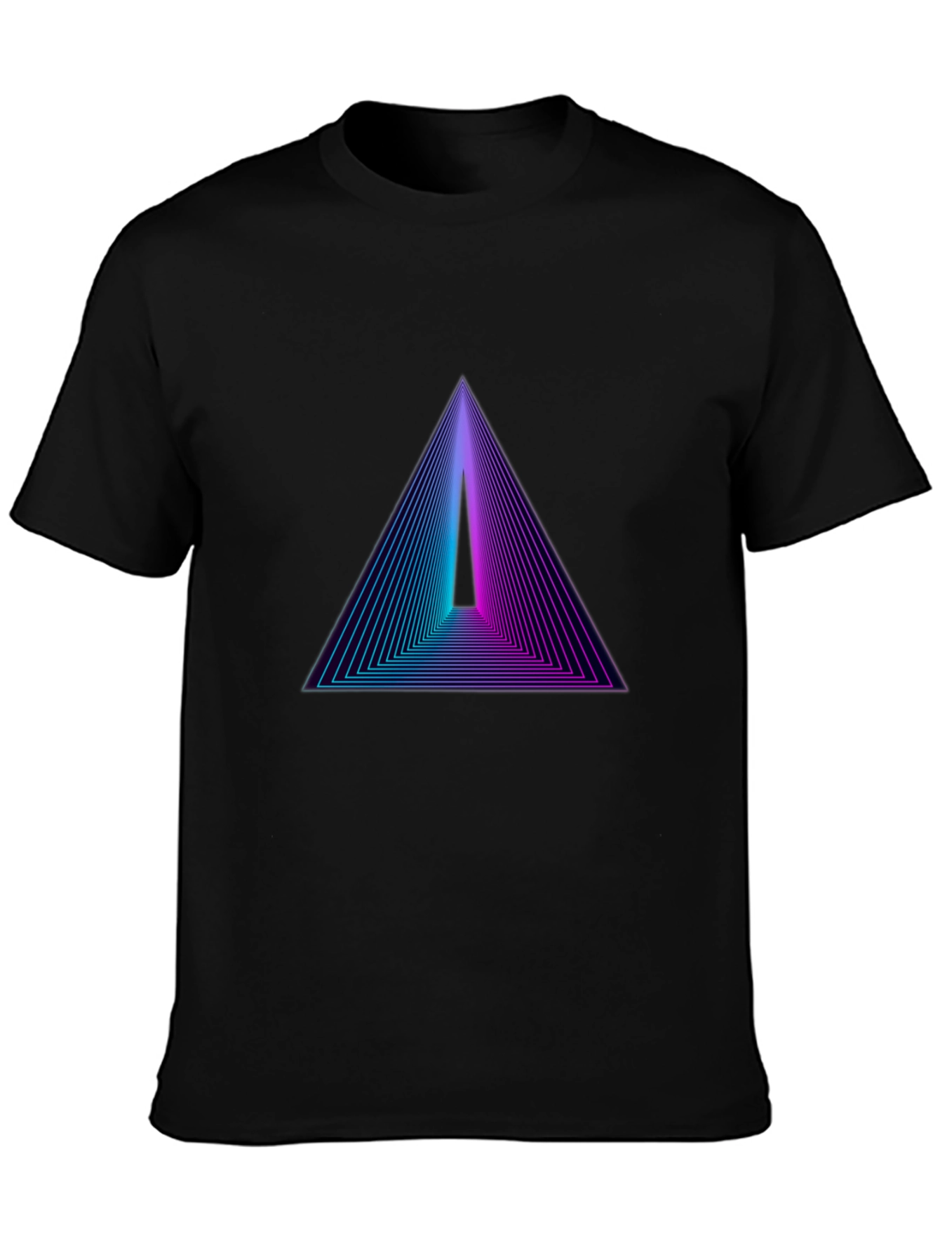 Black Retro Triangle Graphic Black T-Shirt view 3