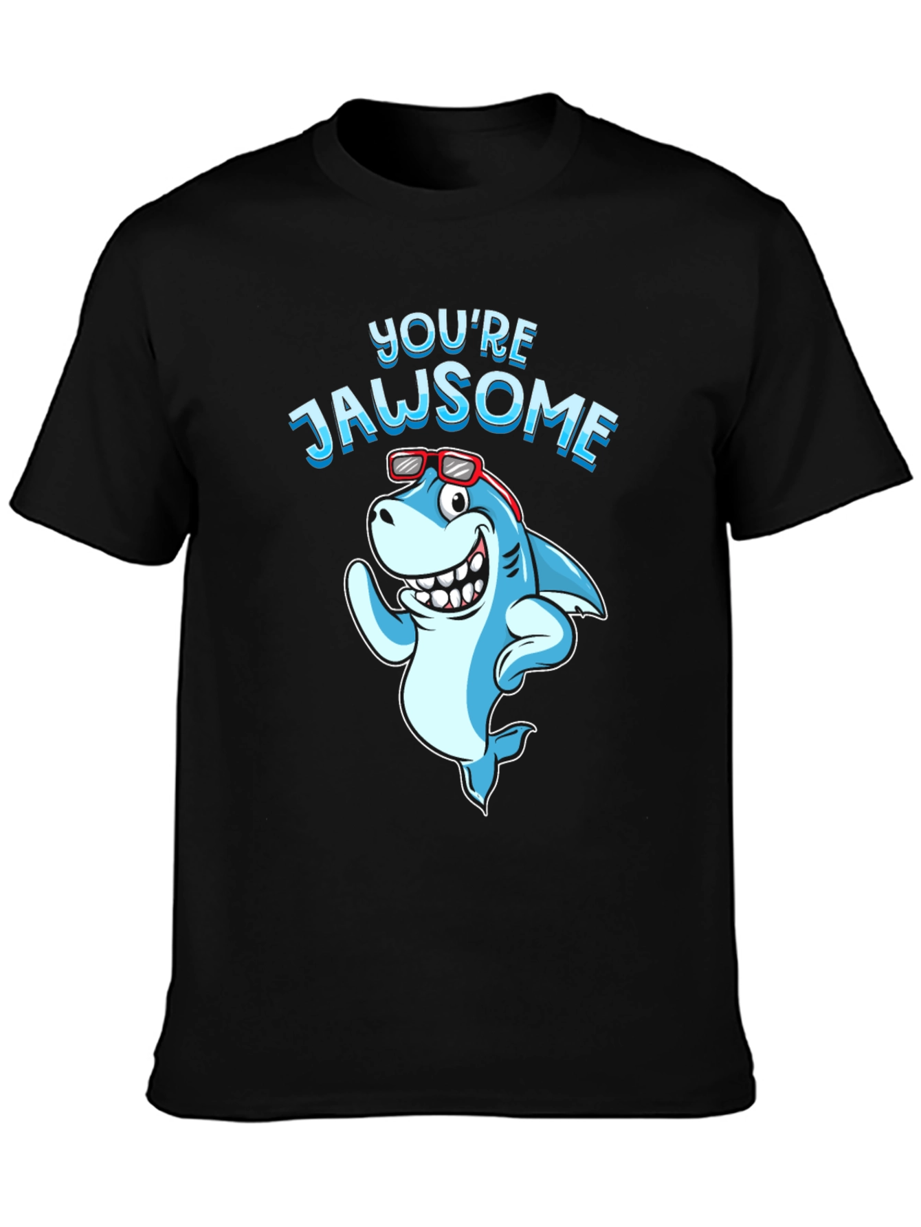 Black You're Jawsome Shark Graphic Tee - Black Cotton T-Shirt view 3