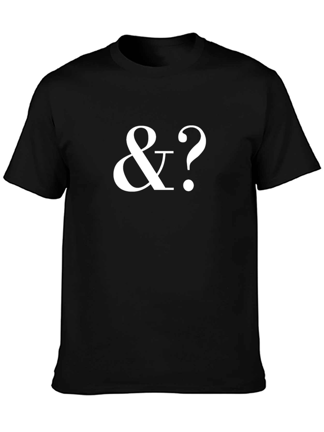 Black Black T-shirt with "&?" Graphic view 3