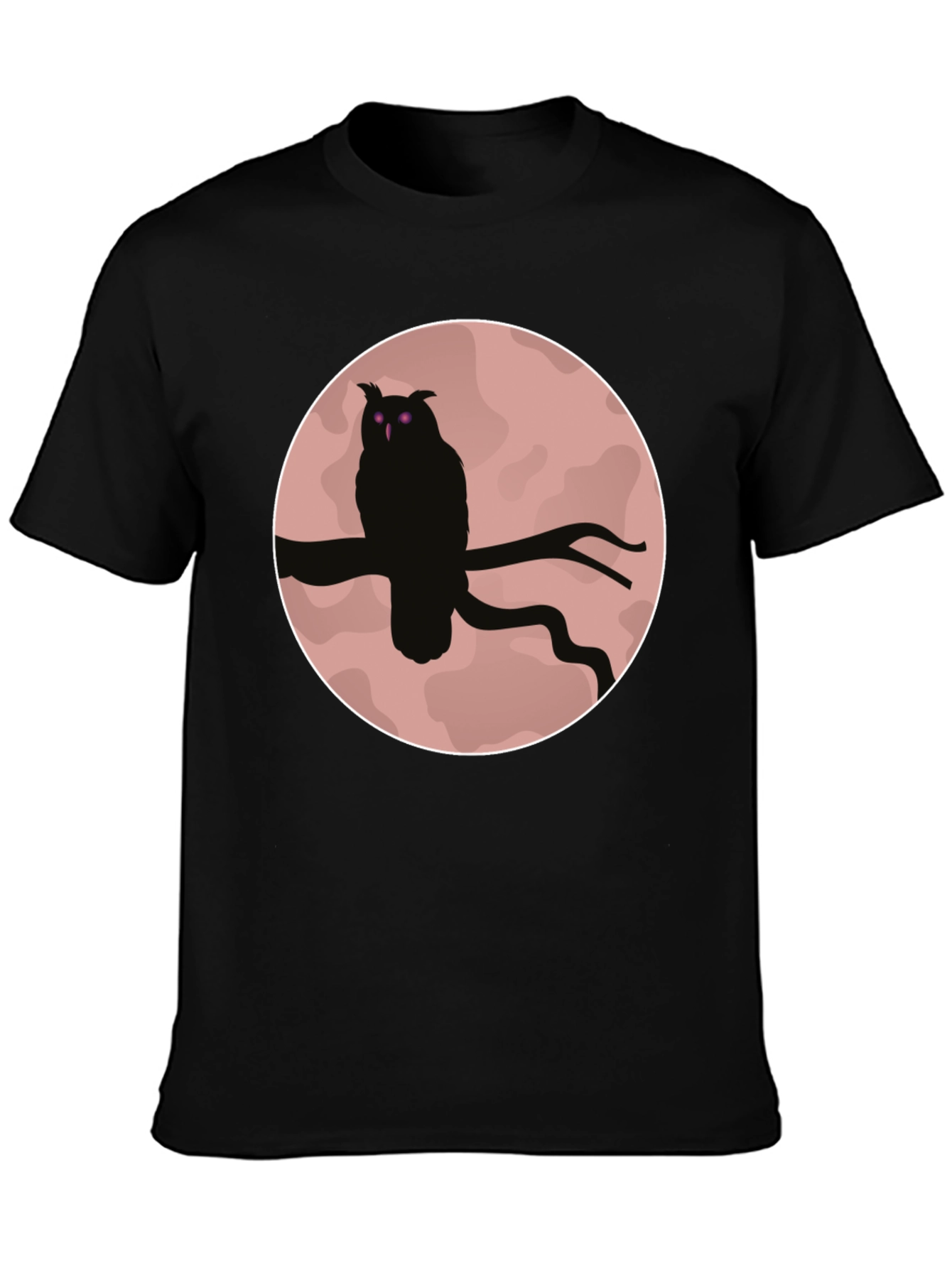 Black Owl Silhouette Graphic Tee - Men's Black T-Shirt view 3