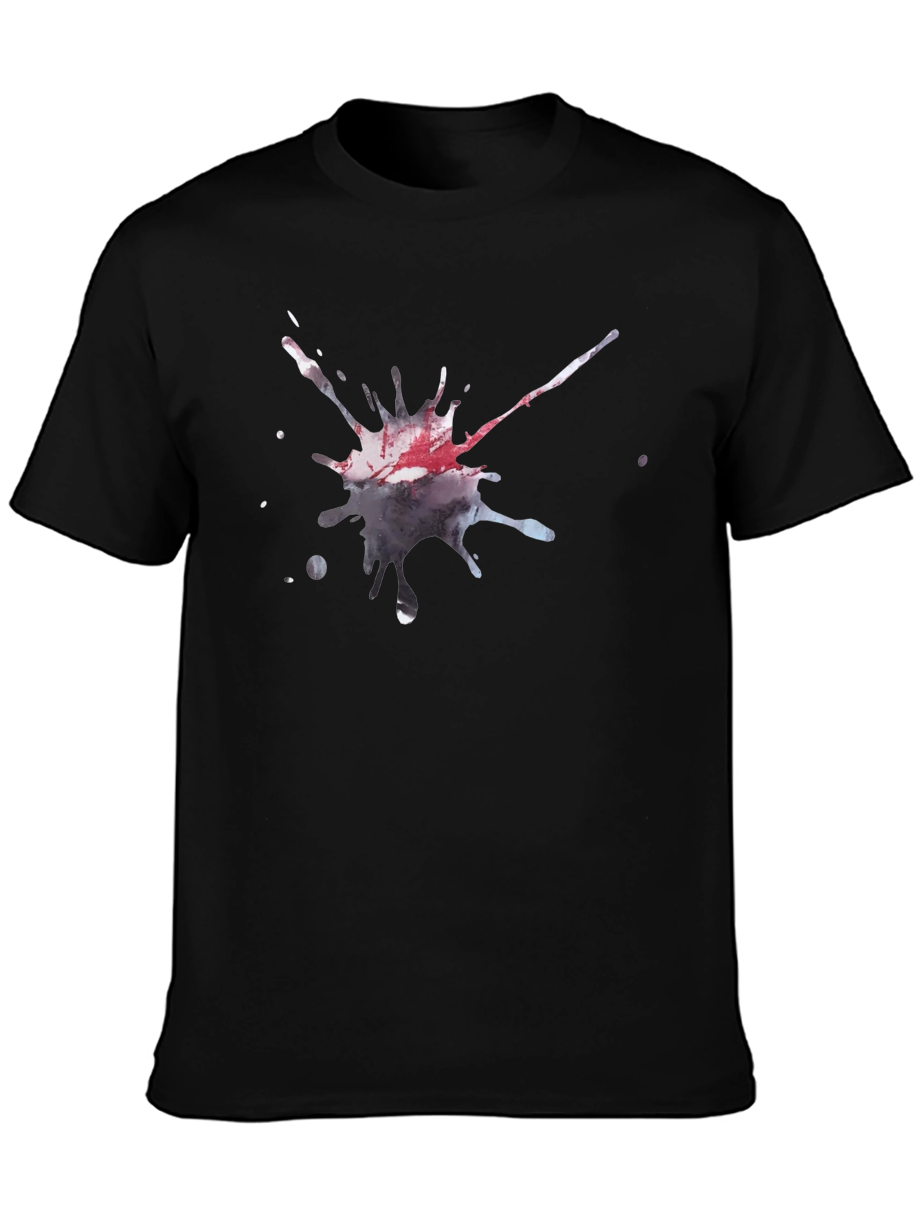 Black Men's Black T-Shirt with Artistic Splatter Design view 3