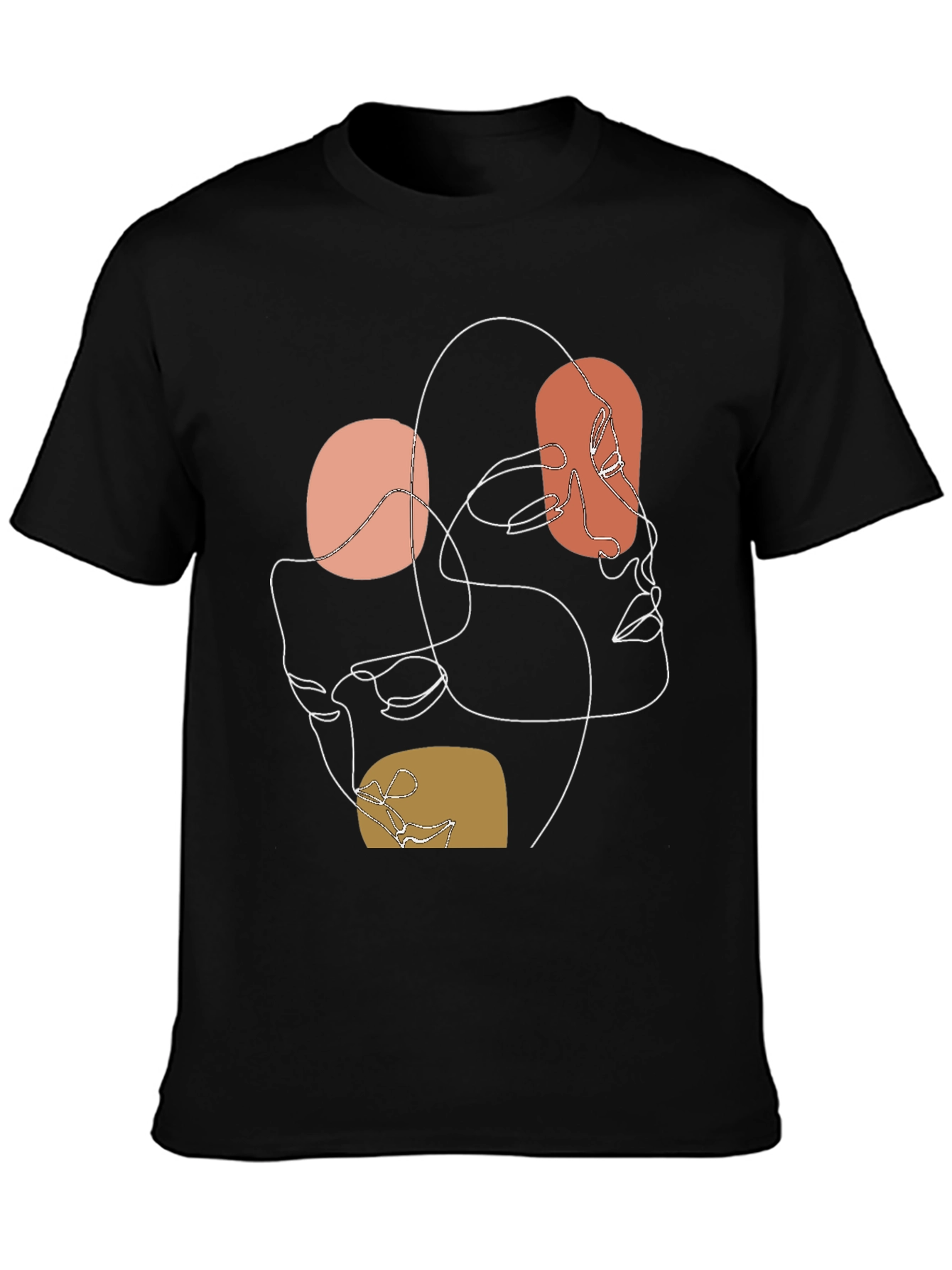 Black Abstract Line Art Graphic Tee - Modern Minimalist Design view 3