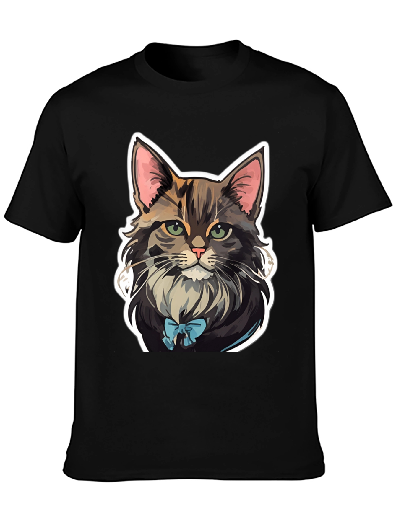 Black Cat with Bow Tie Graphic Tee view 3
