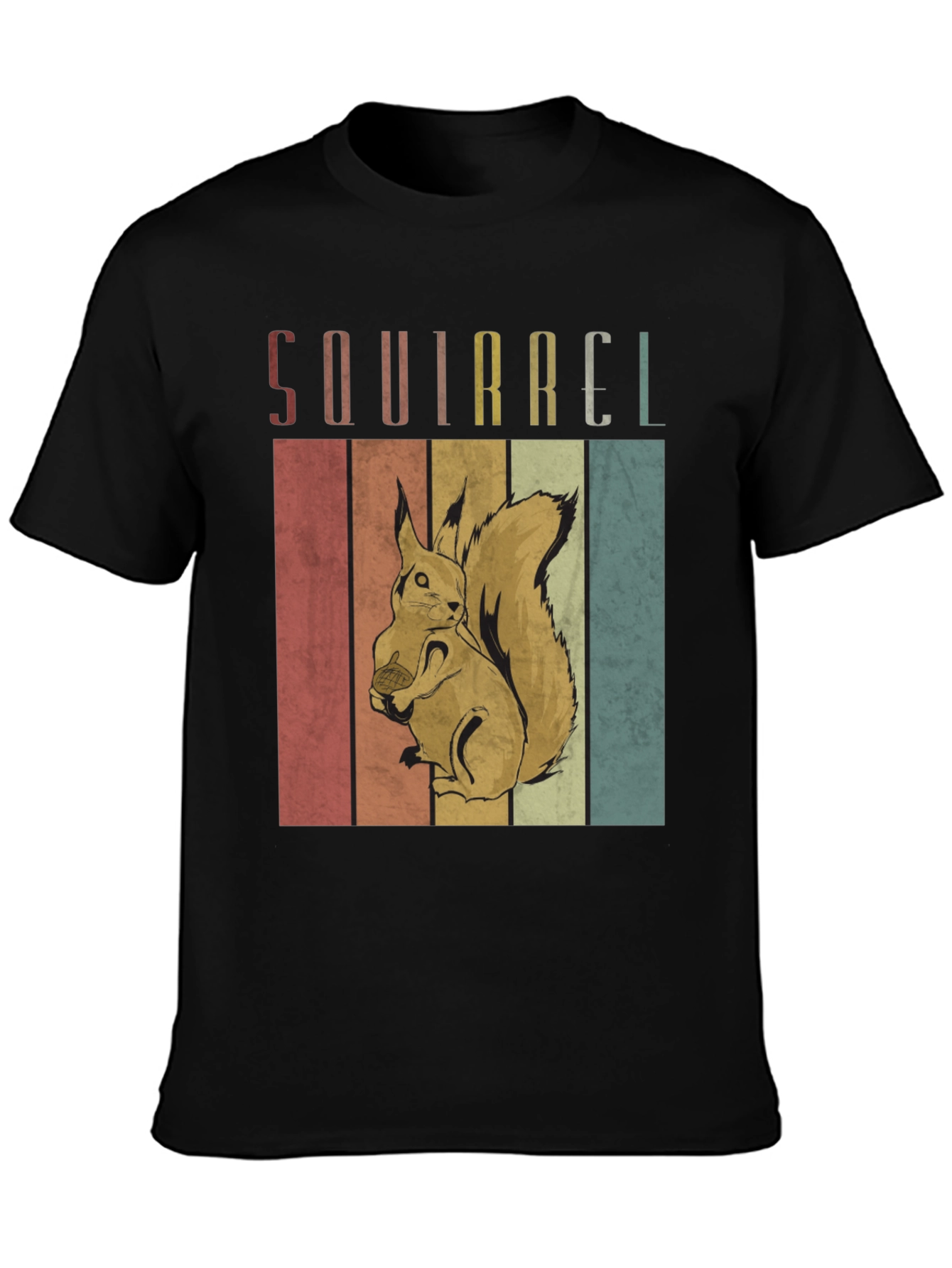 Black Retro Squirrel T-Shirt - Unique Vintage Animal Tee view 3