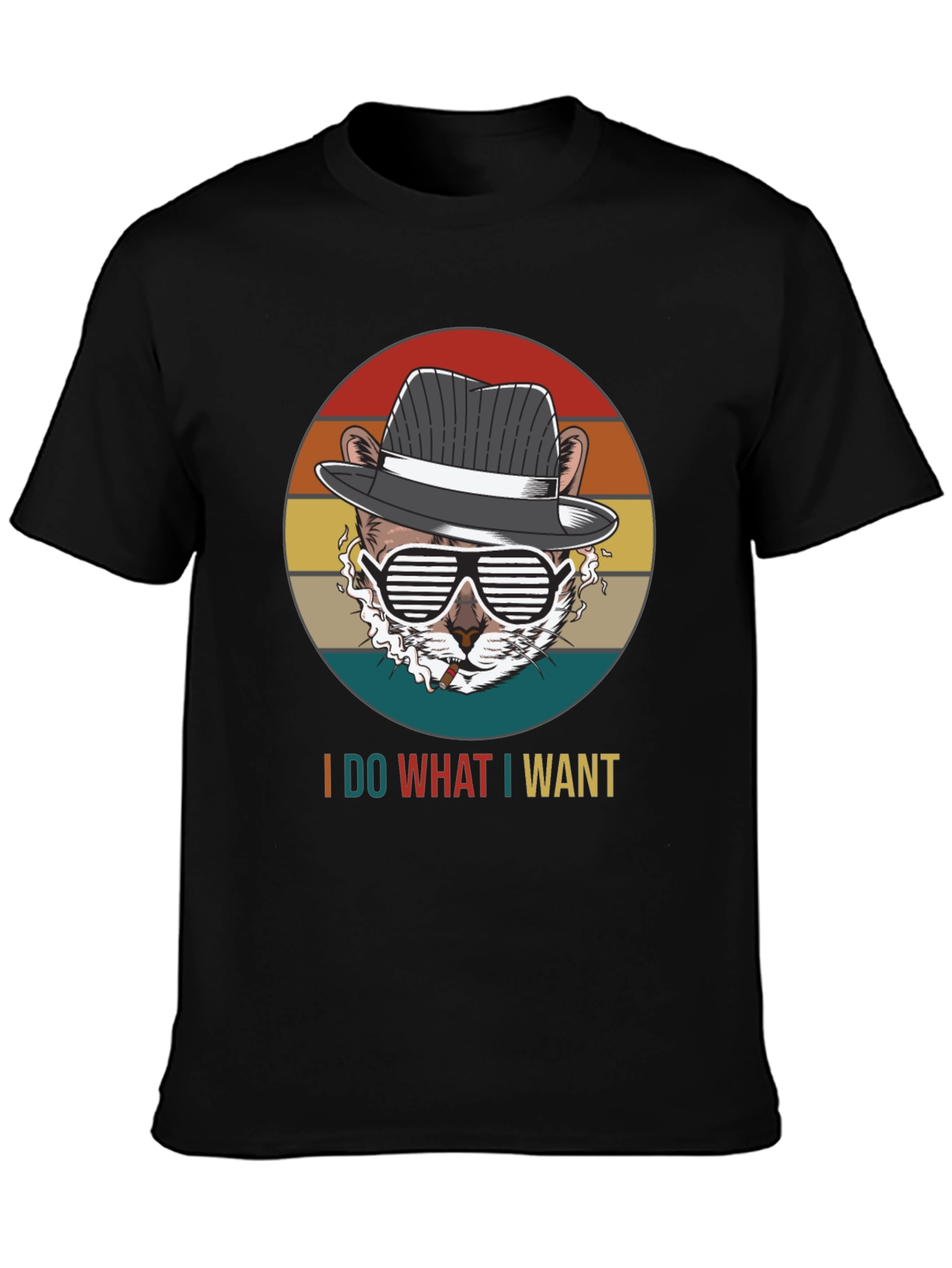 Black I Do What I Want T-Shirt: Cool Cat Design view 3