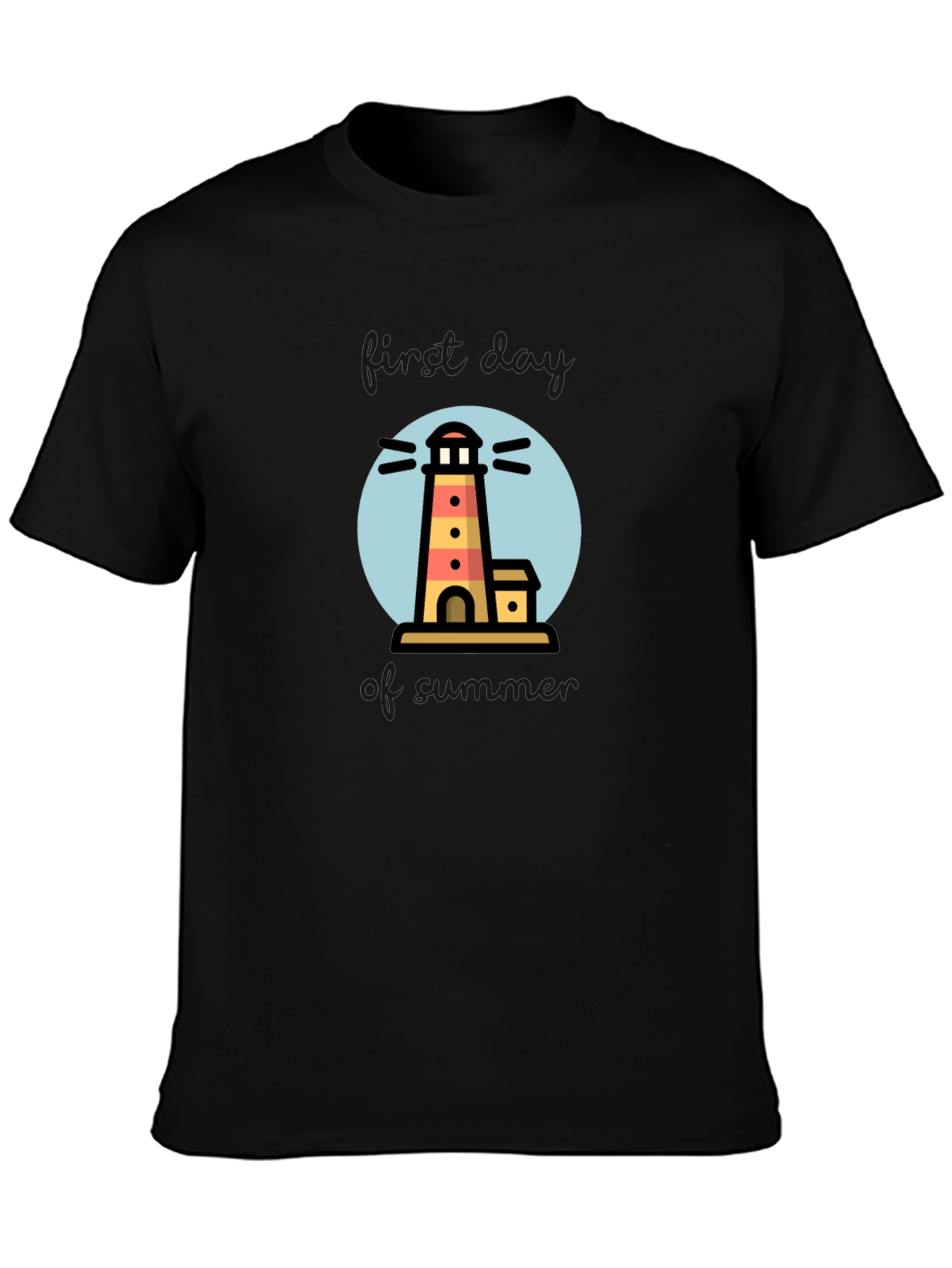 Black Lighthouse Graphic Print Black T-Shirt view 3