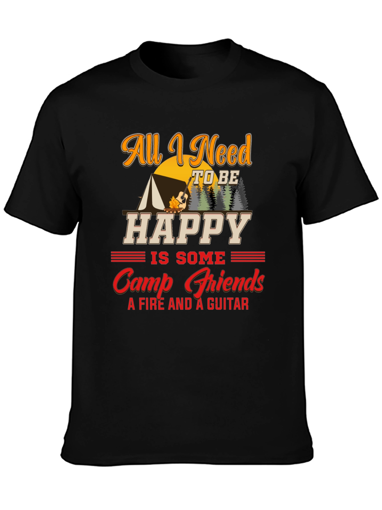 Black Camping Lover T-Shirt - All I Need to be Happy view 3
