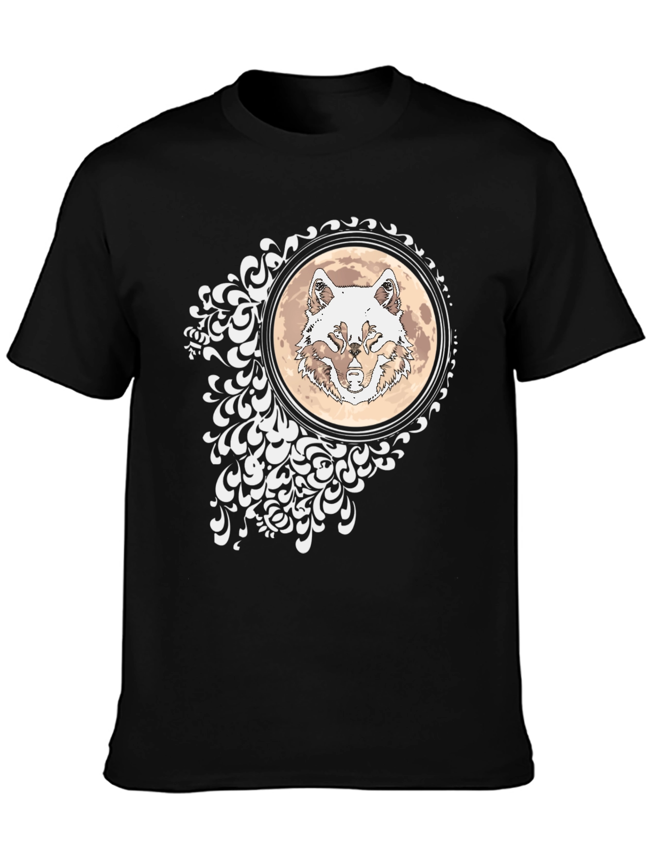 Black Wolf Moon Graphic Black T-Shirt view 3