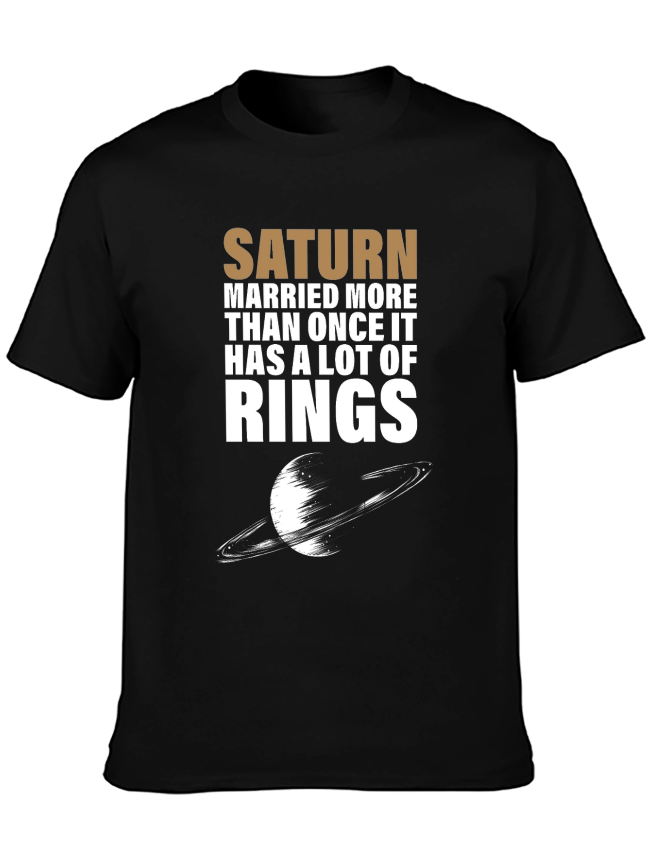 Black Saturn Rings Graphic Novelty T-Shirt view 3