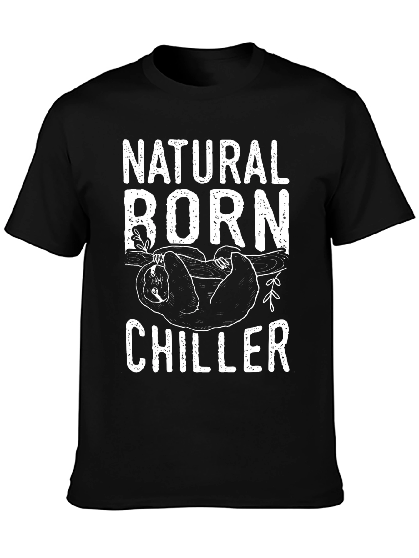 Black Natural Born Chiller Sloth Graphic T-Shirt view 3