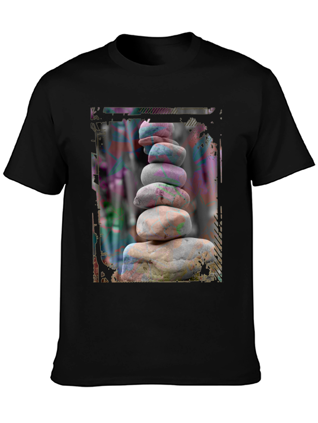 Black Zen Stone Stack Graphic Tee view 3