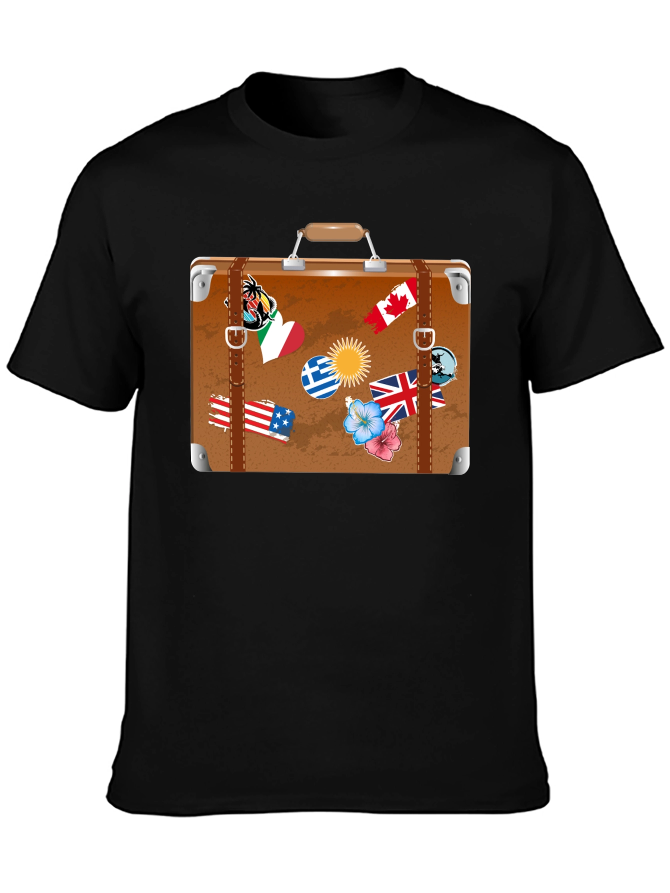 Black Travel Suitcase Graphic T-Shirt - Black view 3