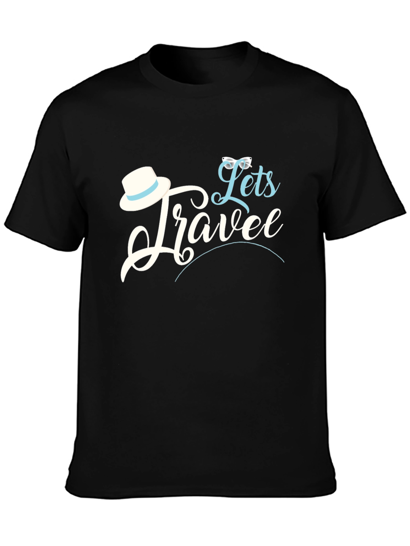 Black Let's Travel Graphic T-Shirt view 3