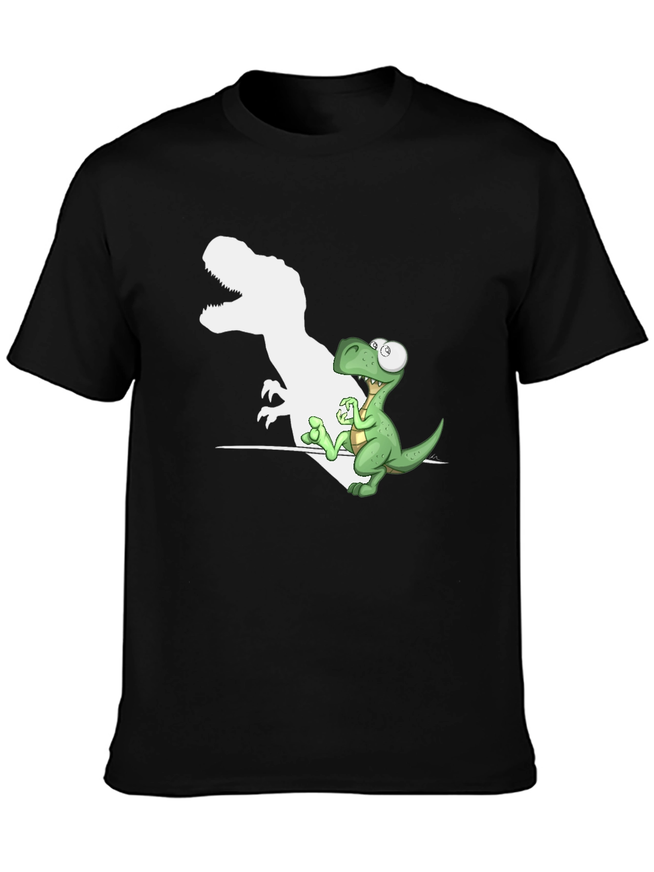 Black Dinosaur Shadow T-Shirt Funny Dino Tee view 3