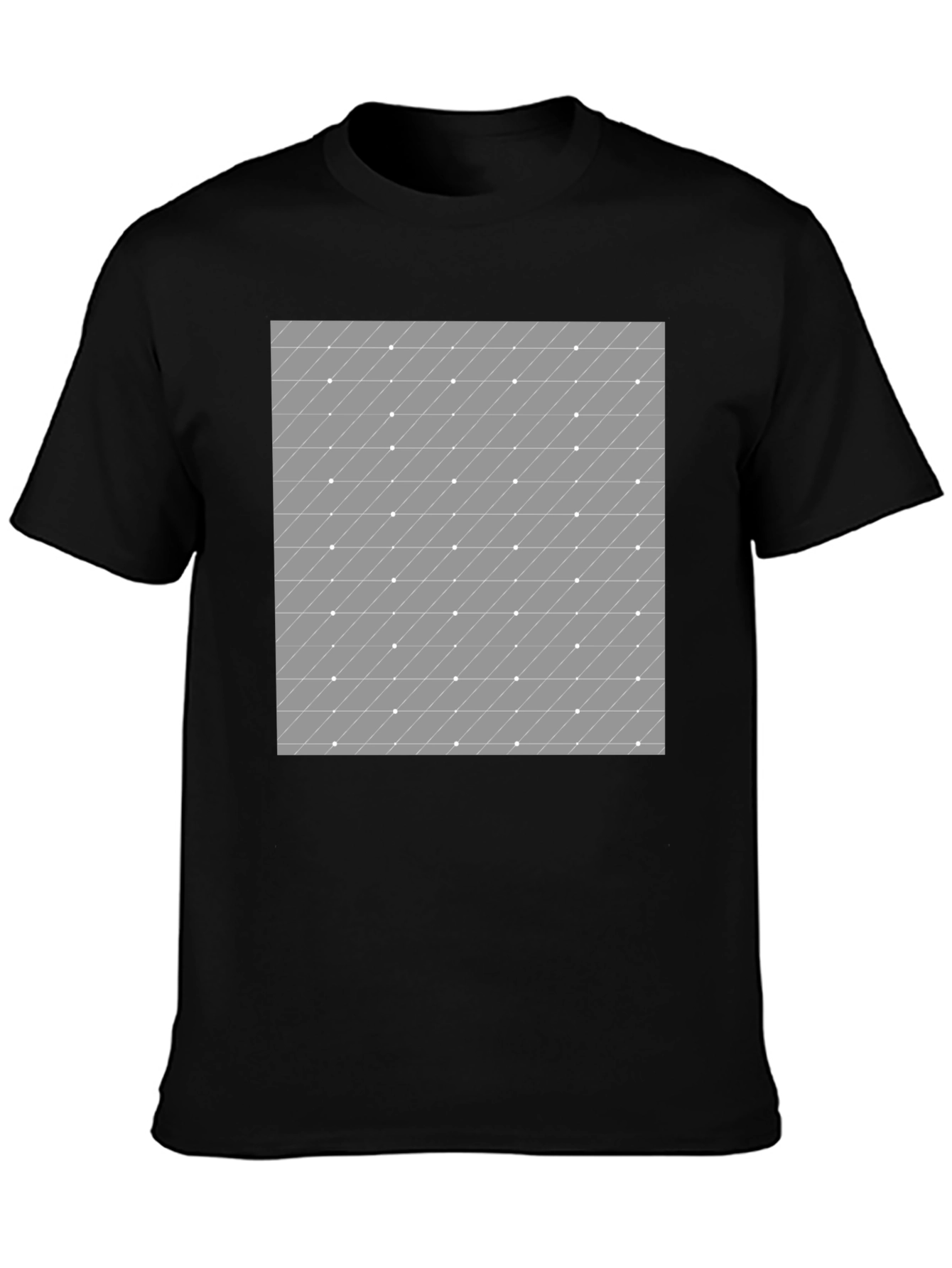 Black Modern Geometric Pattern Black T-Shirt view 3