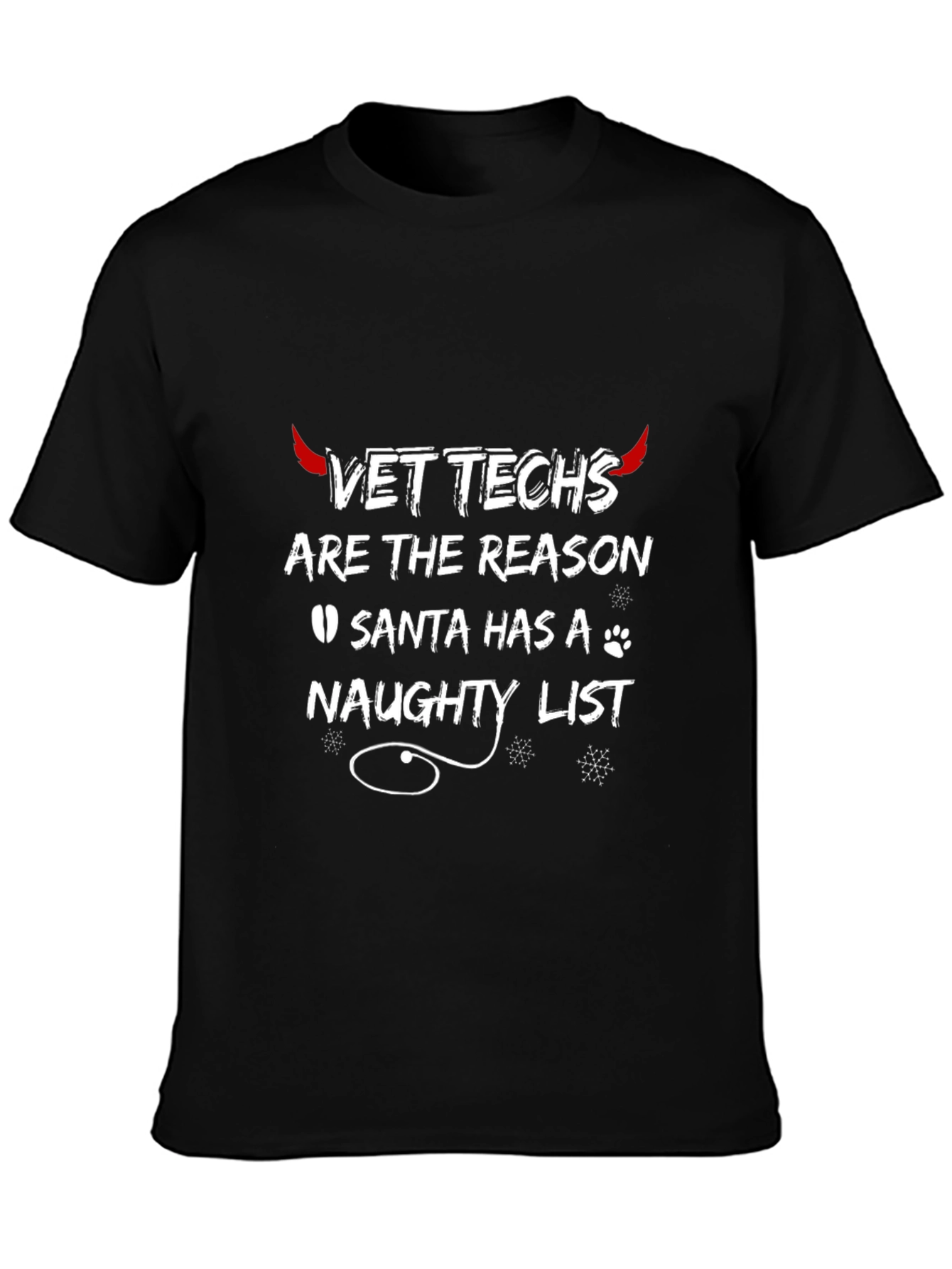 Black Vet Techs Naughty List Graphic Tee - Funny Vet Humor view 3