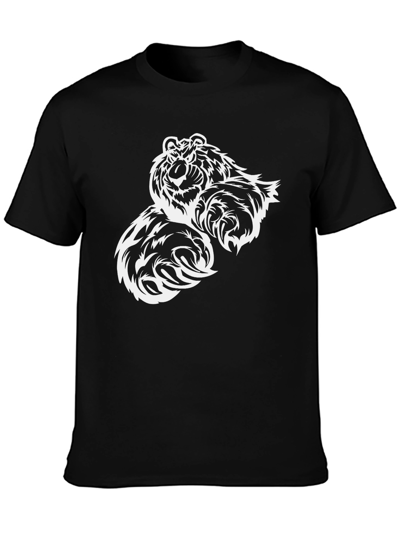 Black Black T-Shirt with White Tiger Graphic view 3