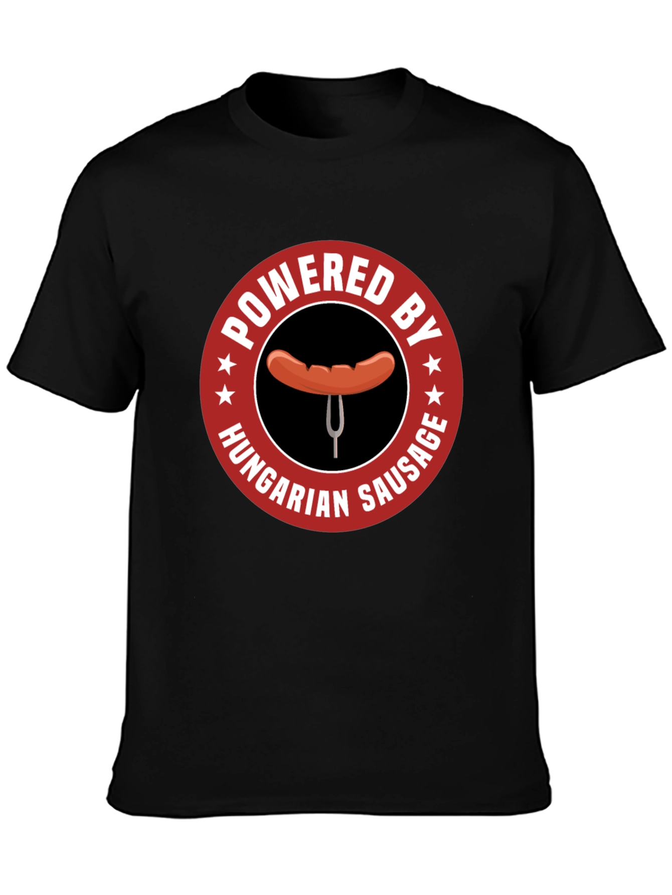 Black Hungarian Sausage T-Shirt - Powered by Funny Tee view 3