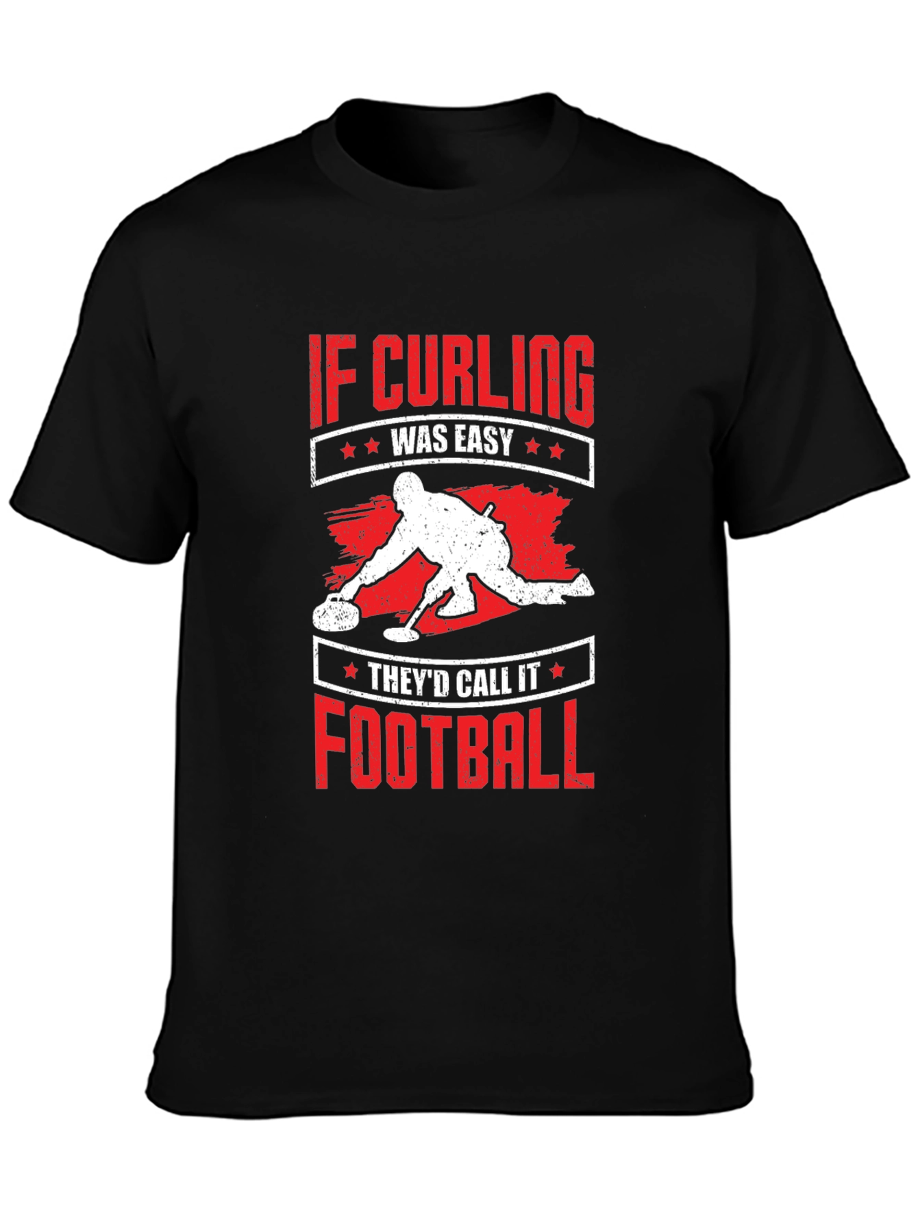 Black Curling T-Shirt - If Curling Was Easy Football view 3