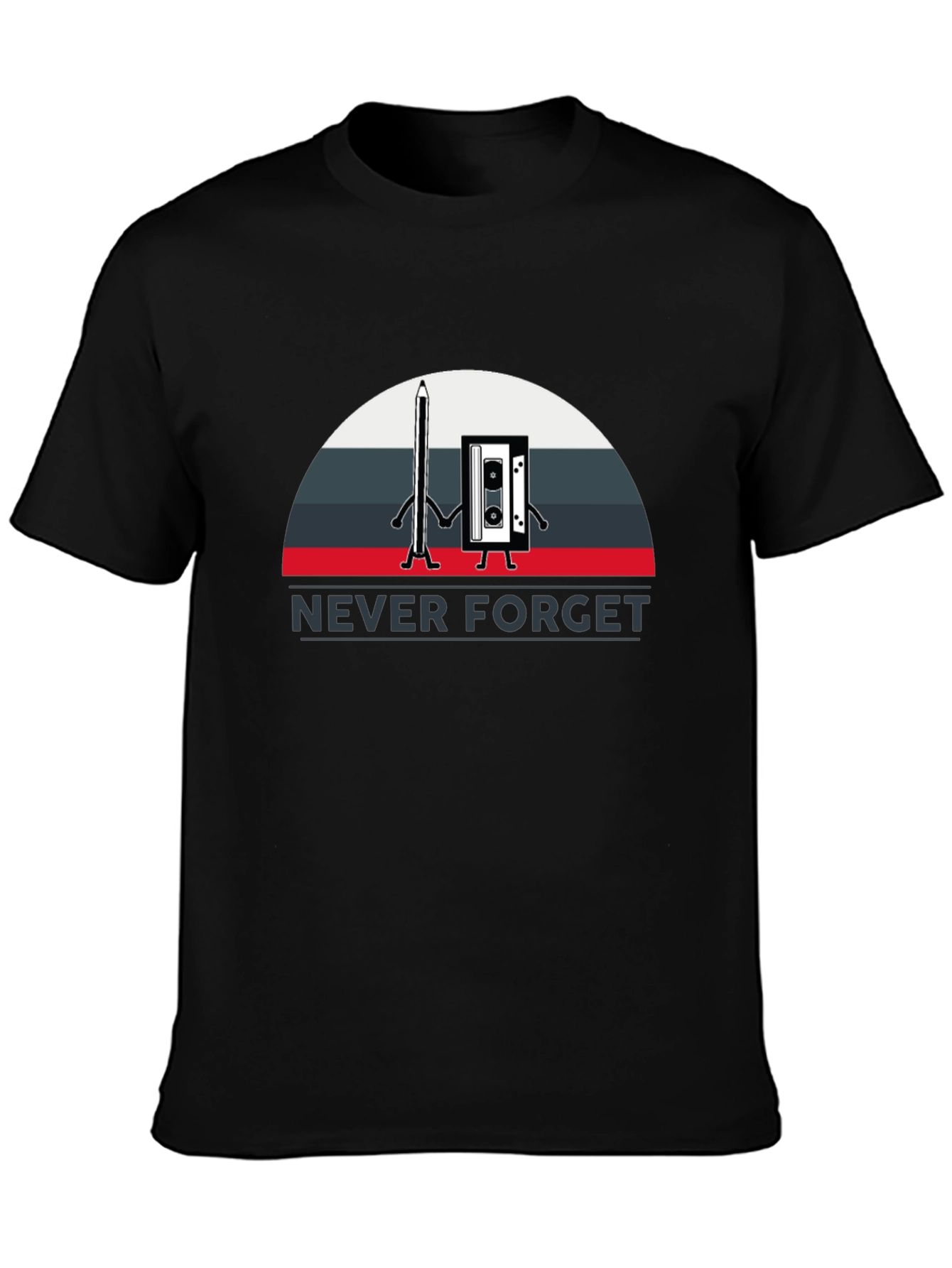 Black Retro "Never Forget" Graphic T-Shirt view 3