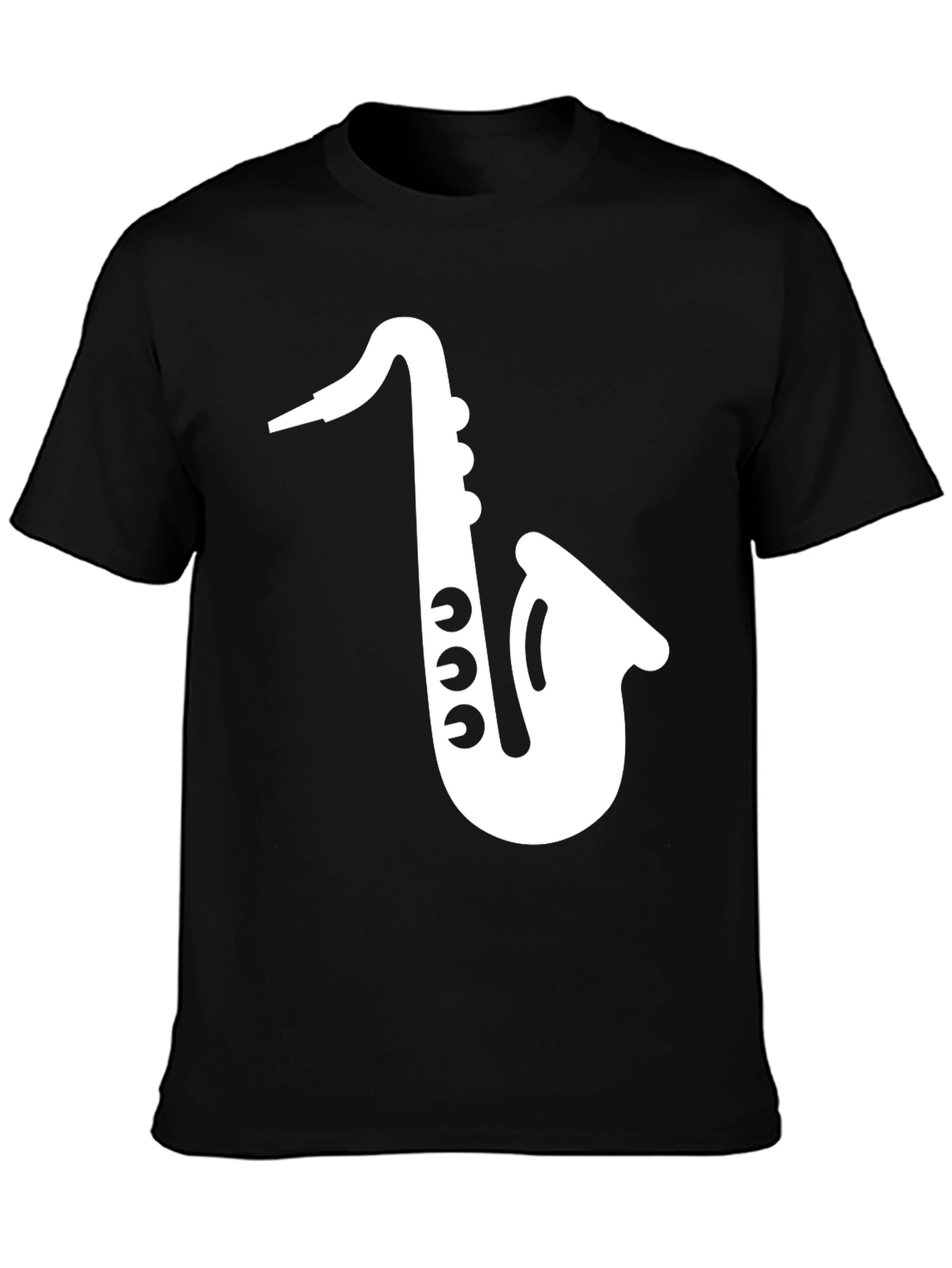 Black Saxophone Graphic Tee - Black Cotton T-Shirt view 3