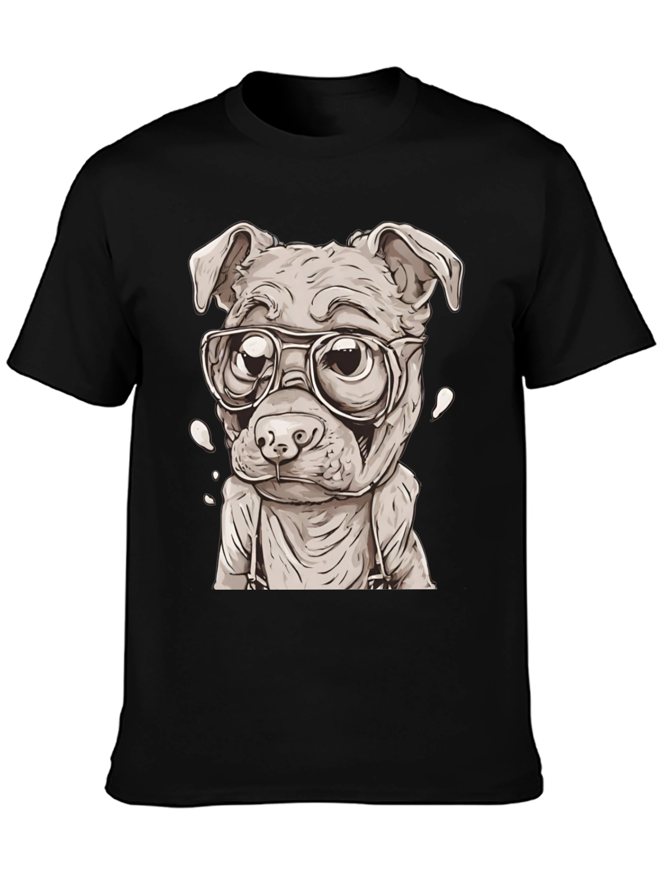 Black Hipster Dog T-Shirt - Cute Animal Graphic Tee view 3