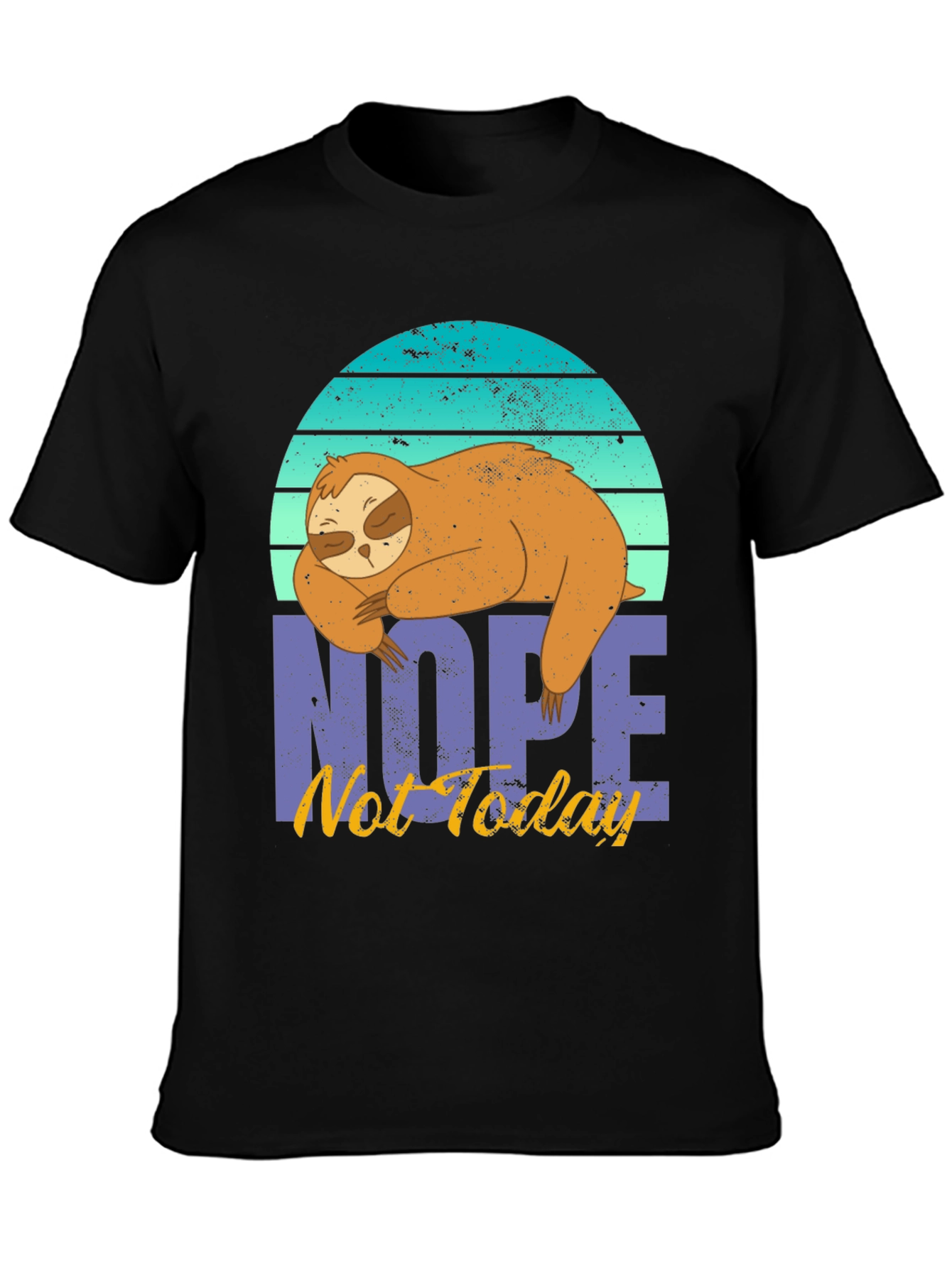 Black Nope, Not Today Sloth Graphic T-Shirt view 3