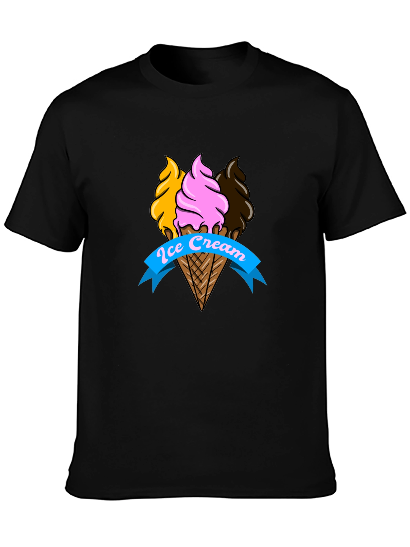 Black Ice Cream Cone Graphic Tee - Fun & Stylish T-Shirt view 3