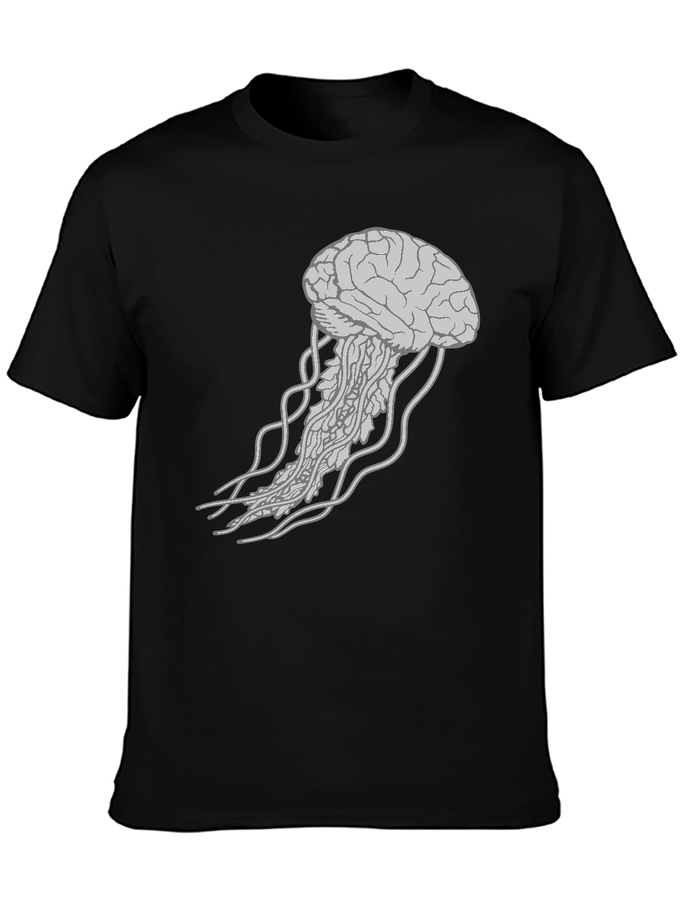 Black Brain Jellyfish Graphic T-Shirt view 3