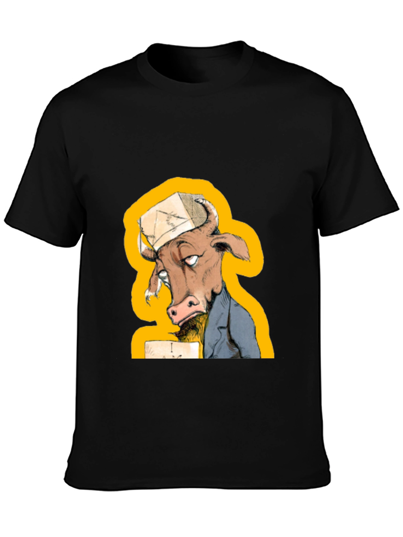 Black Funny Cow T-Shirt - Novelty Cartoon Animal Tee view 3