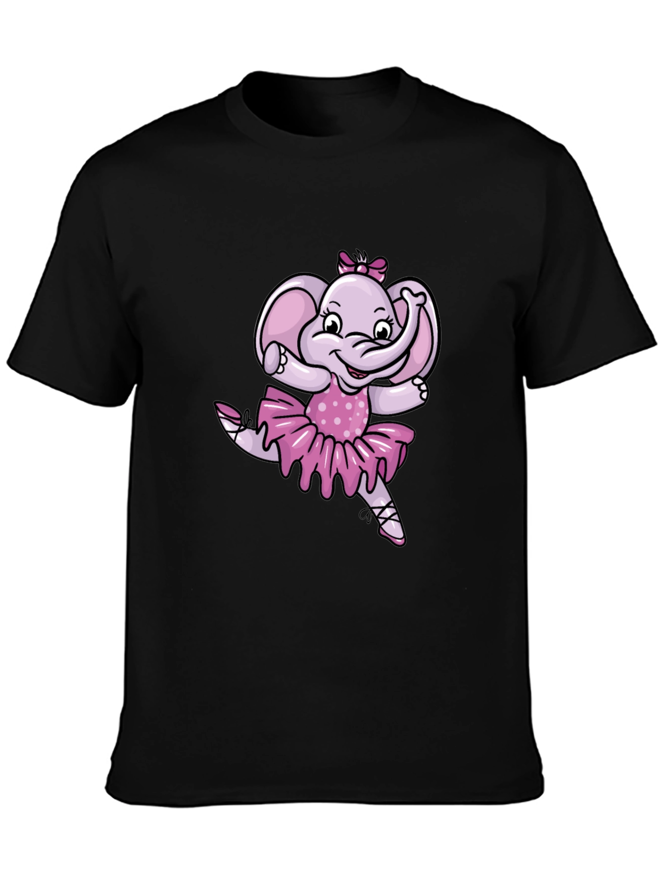 Black Ballerina Elephant Black T-Shirt view 3