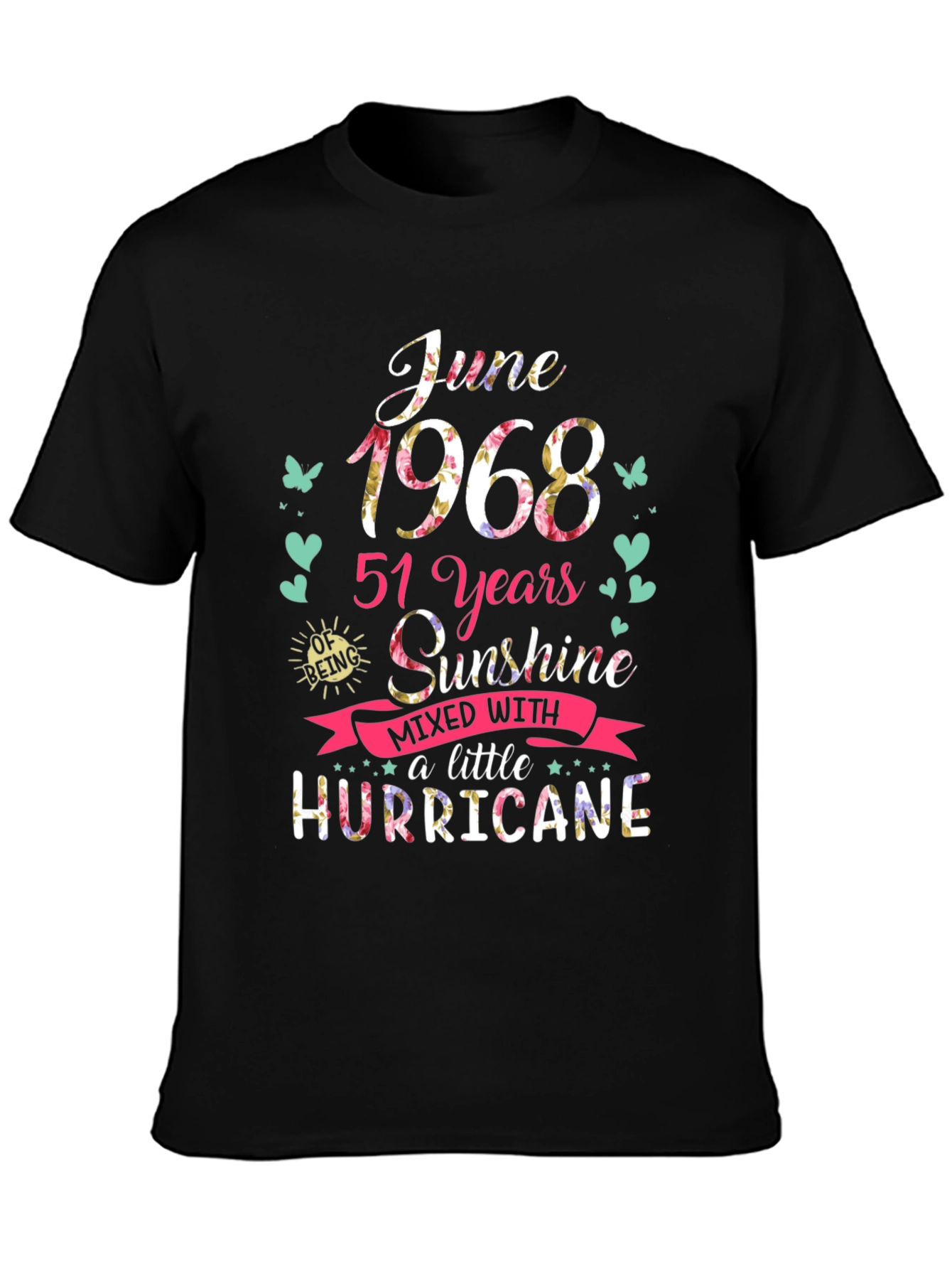 Black June 1968 51 Years Sunshine Hurricane T-Shirt view 3