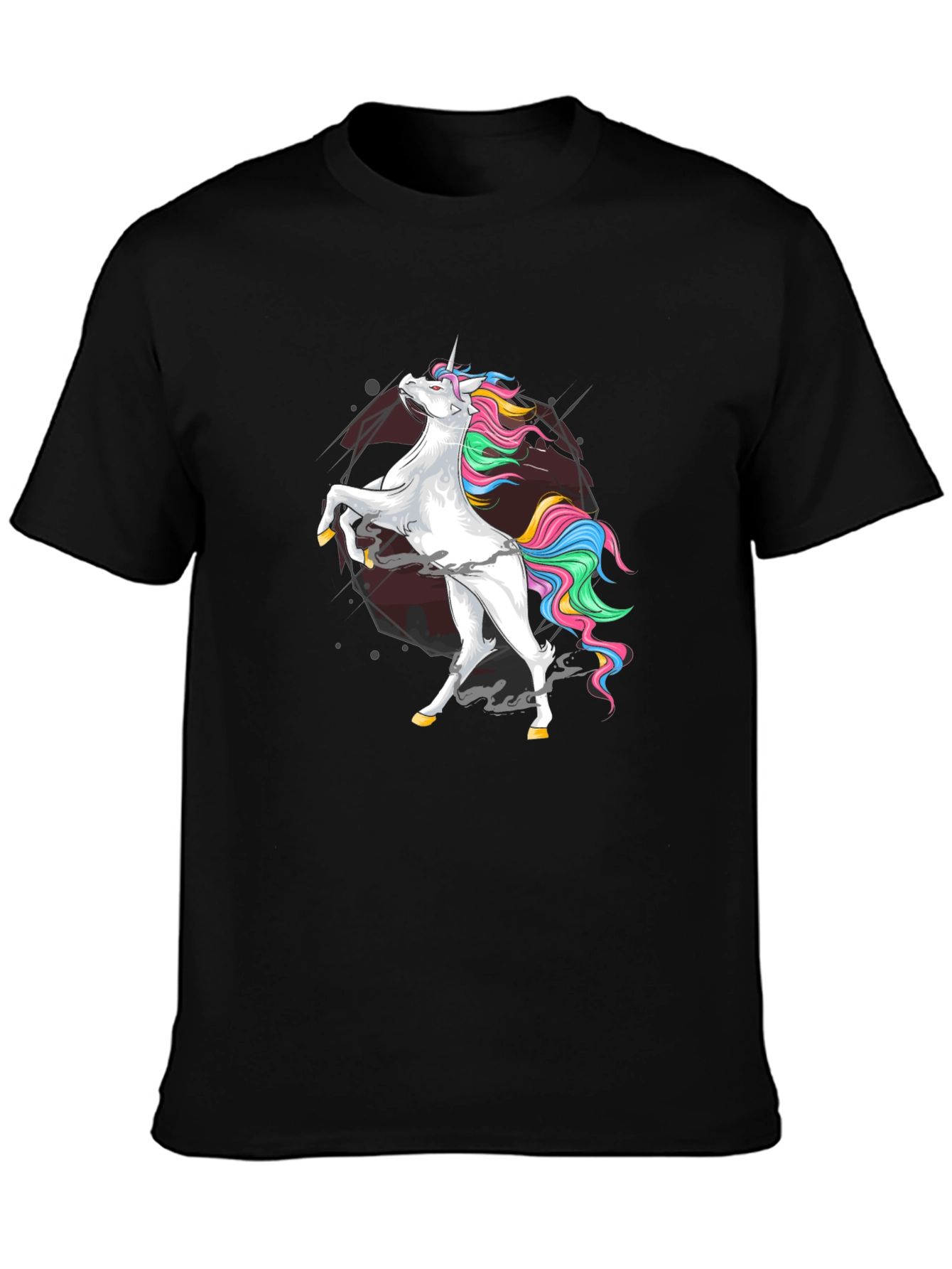 Black Unicorn Graphic Tee - Men's Black Cotton Shirt view 3