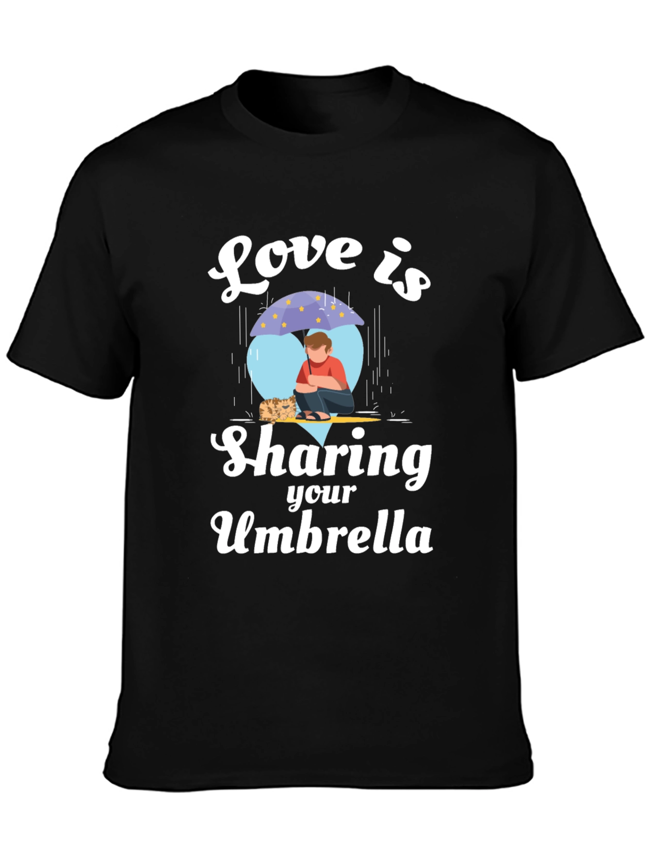 Black Love is Sharing Your Umbrella Black T-Shirt view 3