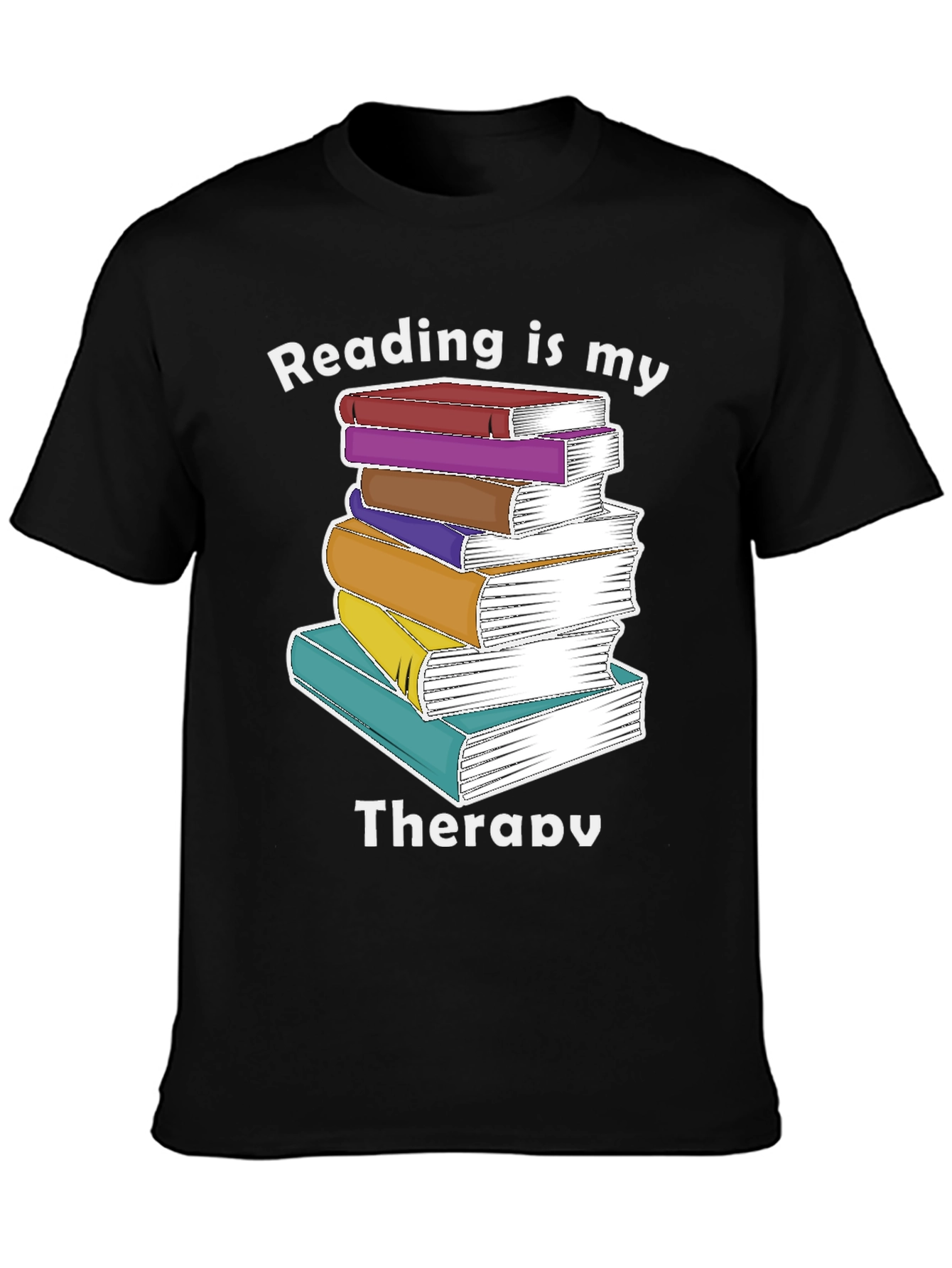 Black Reading Is My Therapy T-Shirt view 3
