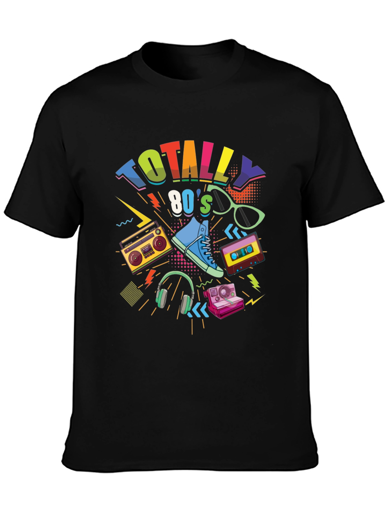 Black Totally 80's Graphic Tee - Retro Style T-Shirt view 3