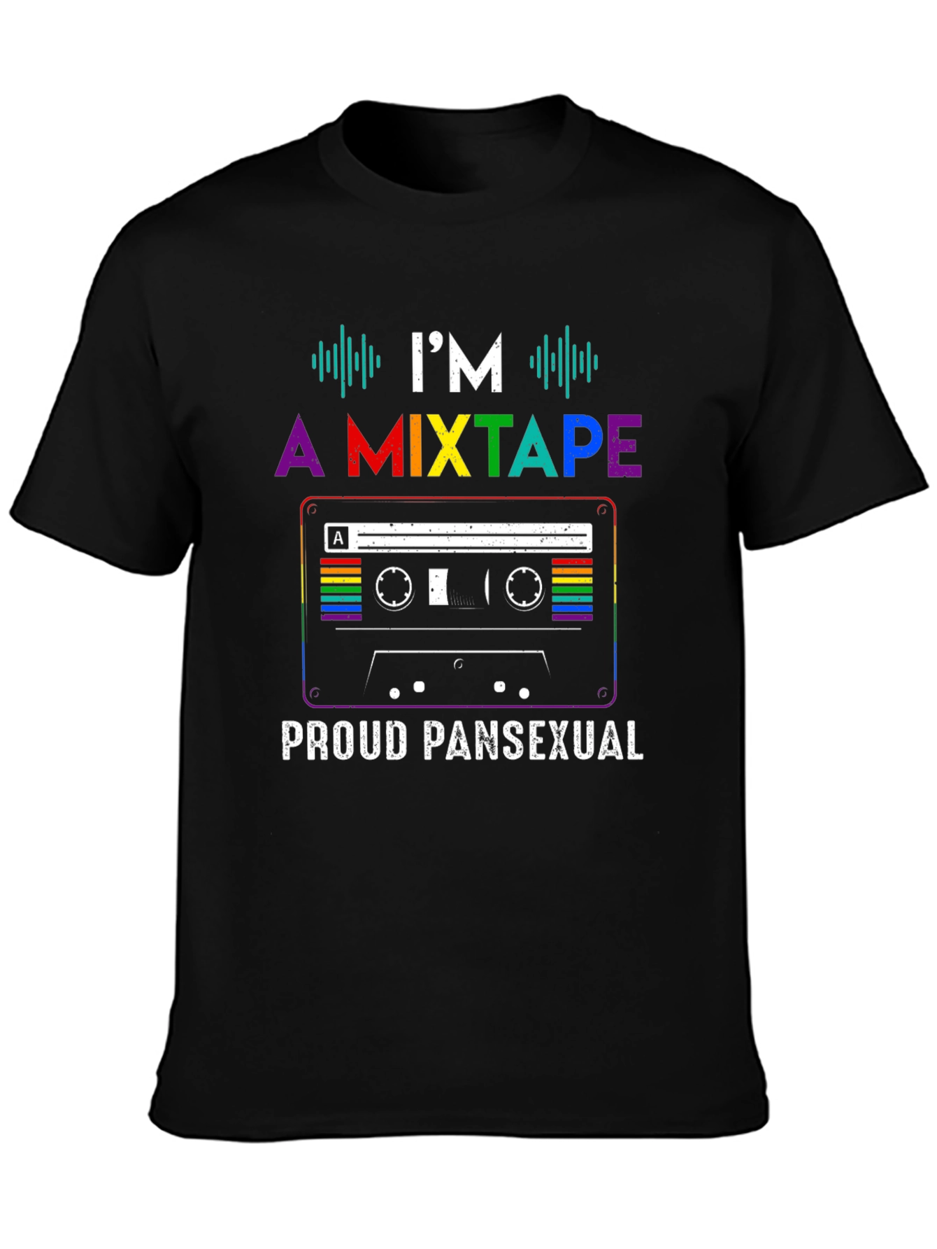 Black I'm a Mixtape Proud Pansexual T-Shirt view 3