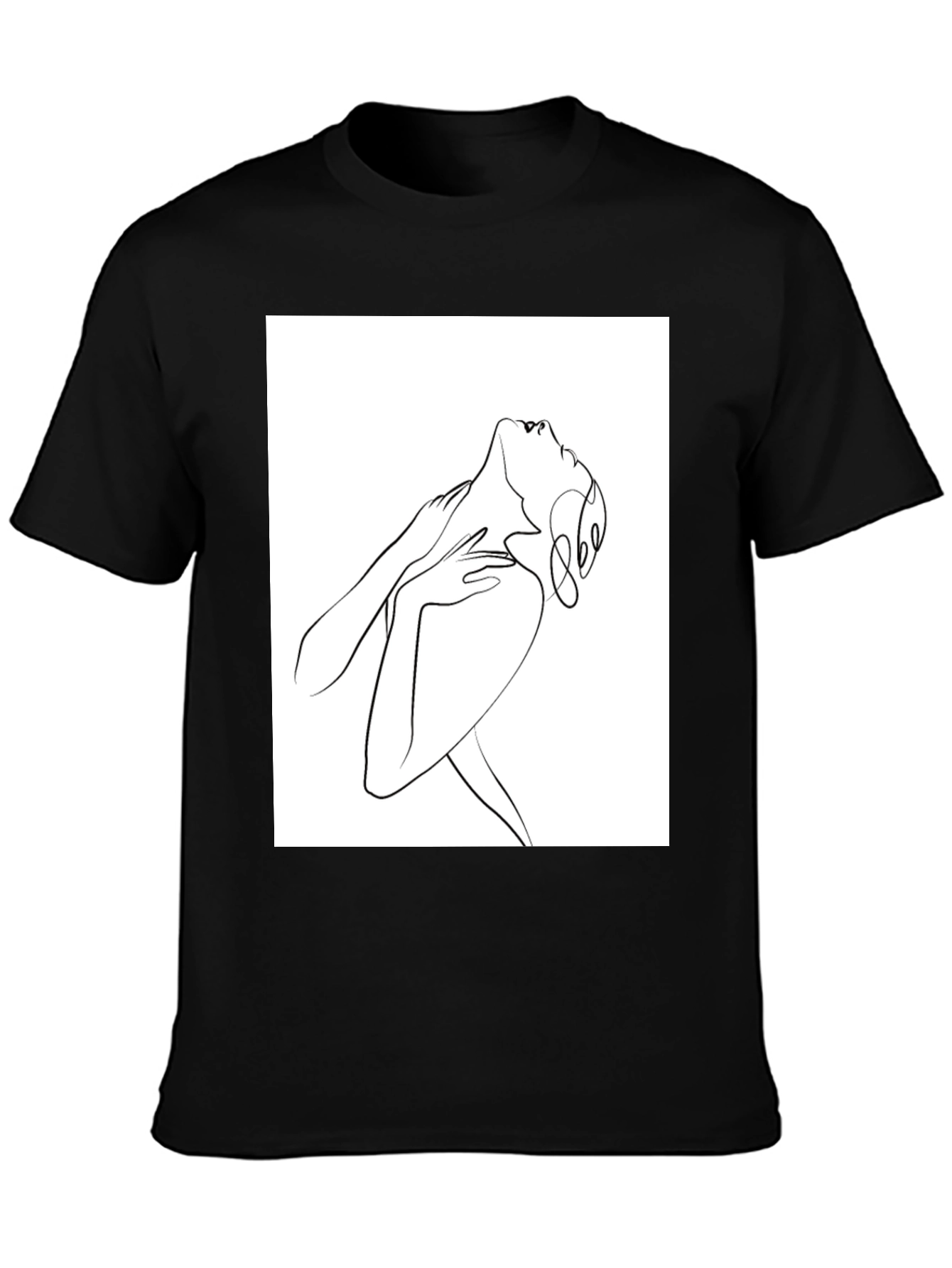 Black Abstract Line Art Graphic Tee - Unisex Black T-Shirt view 3