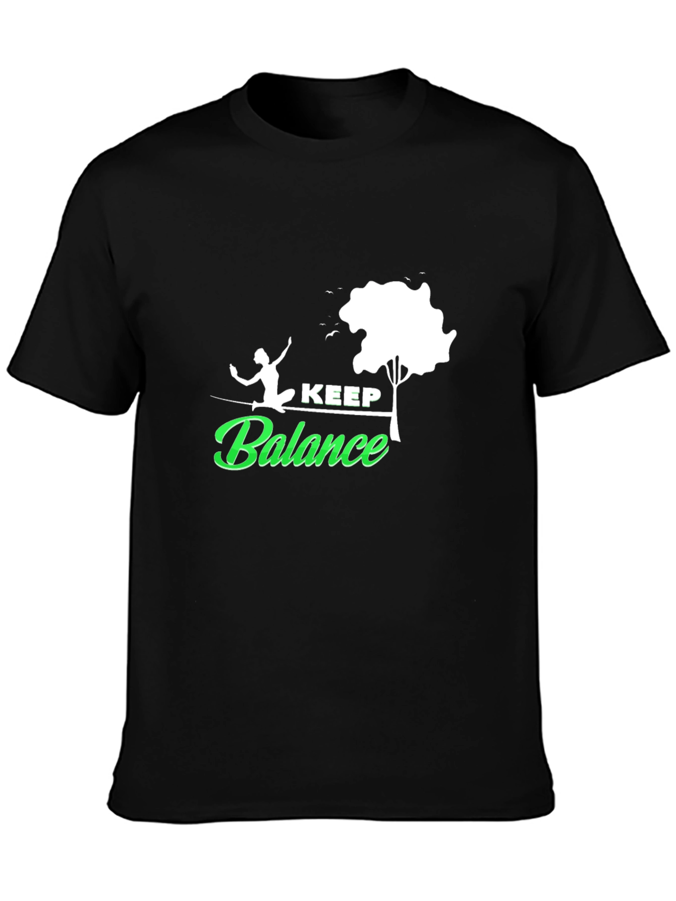 Black Keep Balance Graphic Tee - Black Cotton T-Shirt view 3