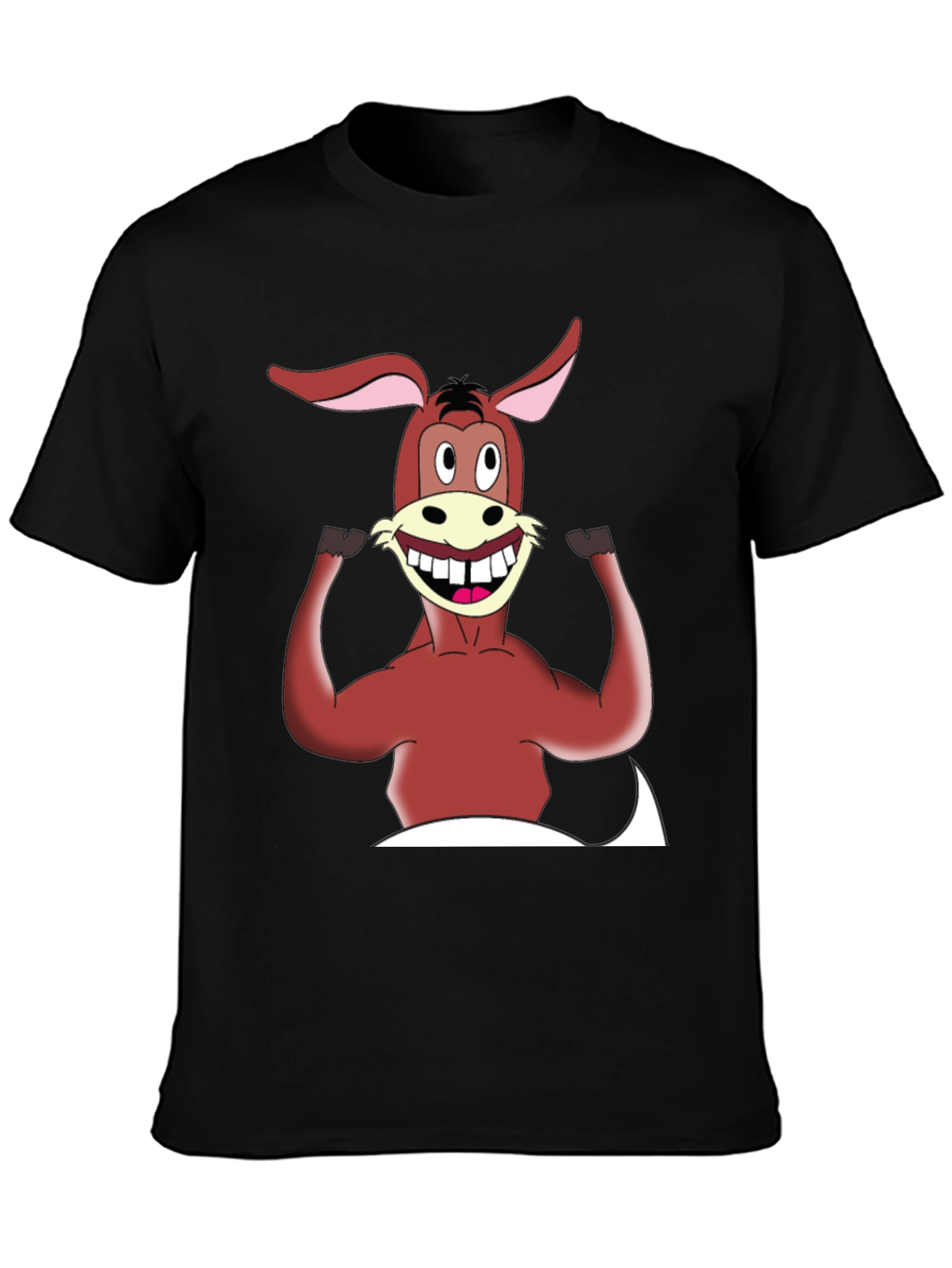 Black Cartoon Donkey Graphic Tee - Men's Black T-Shirt view 3