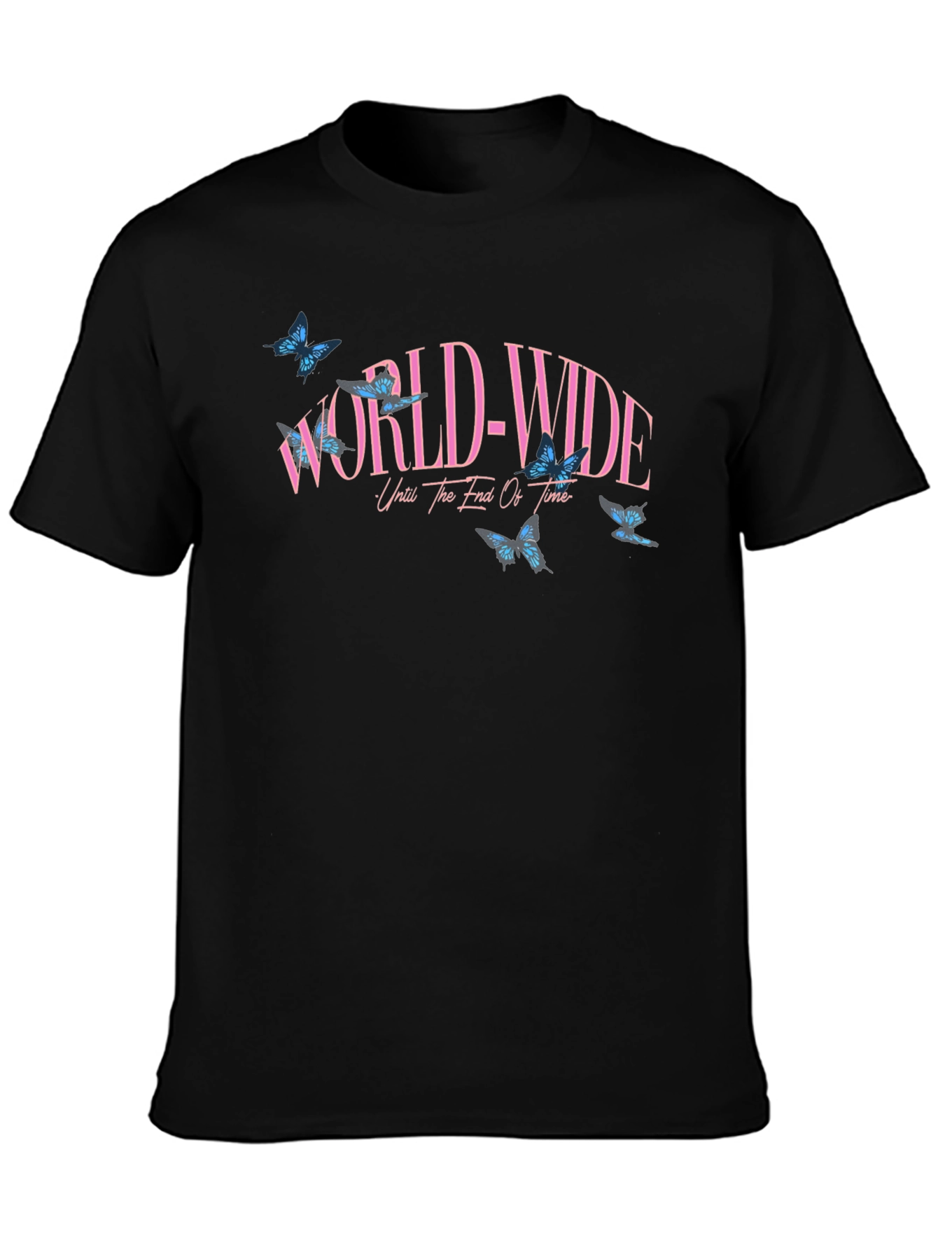 Black Worldwide Butterfly Graphic Black T-Shirt view 3