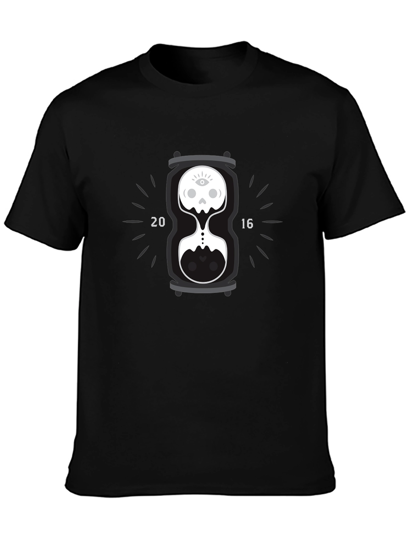 Black Skull Hourglass Graphic Tee - Time Flies! view 3