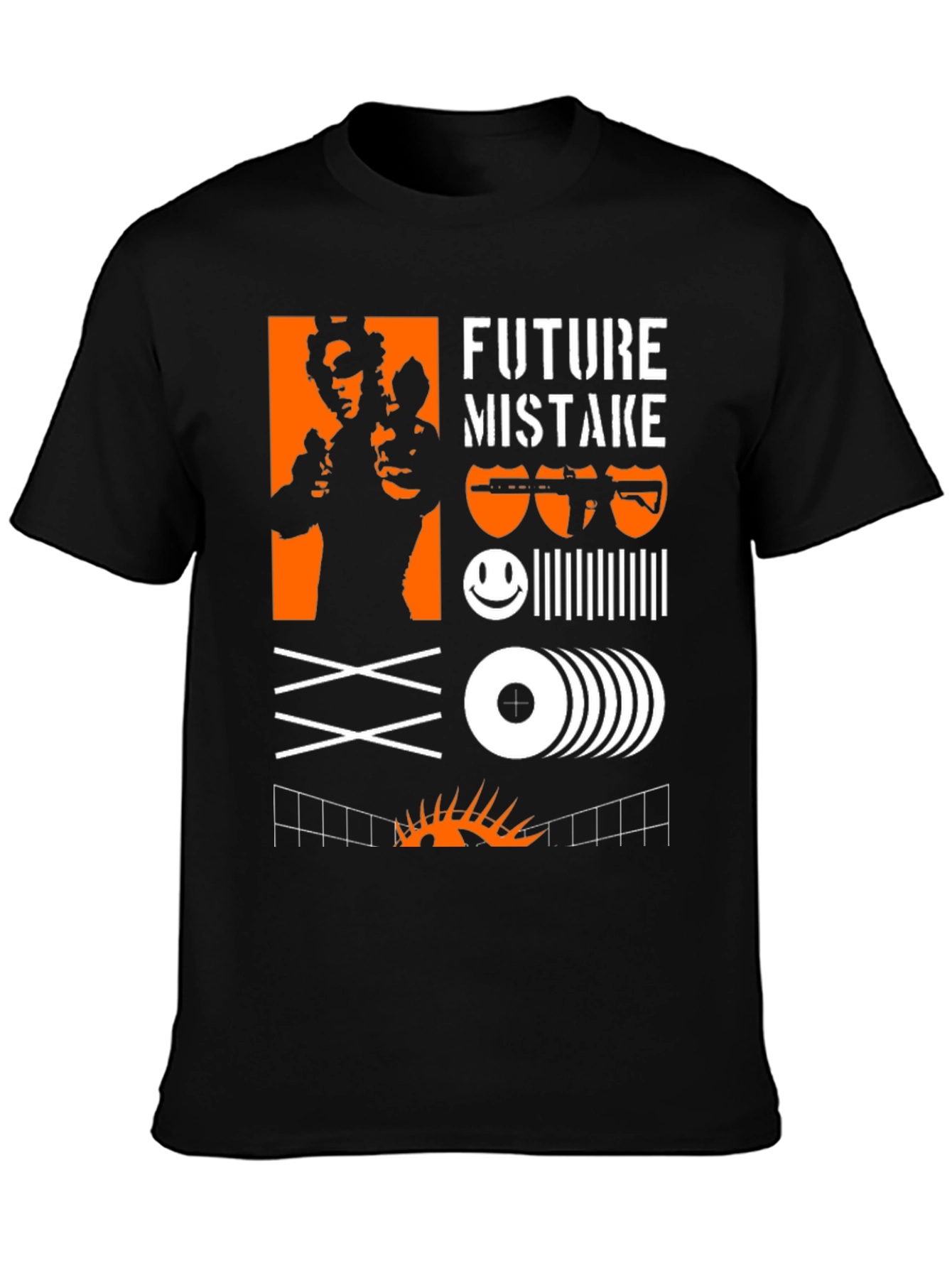 Black Edgy Graphic Tee: Future Mistake Design view 3